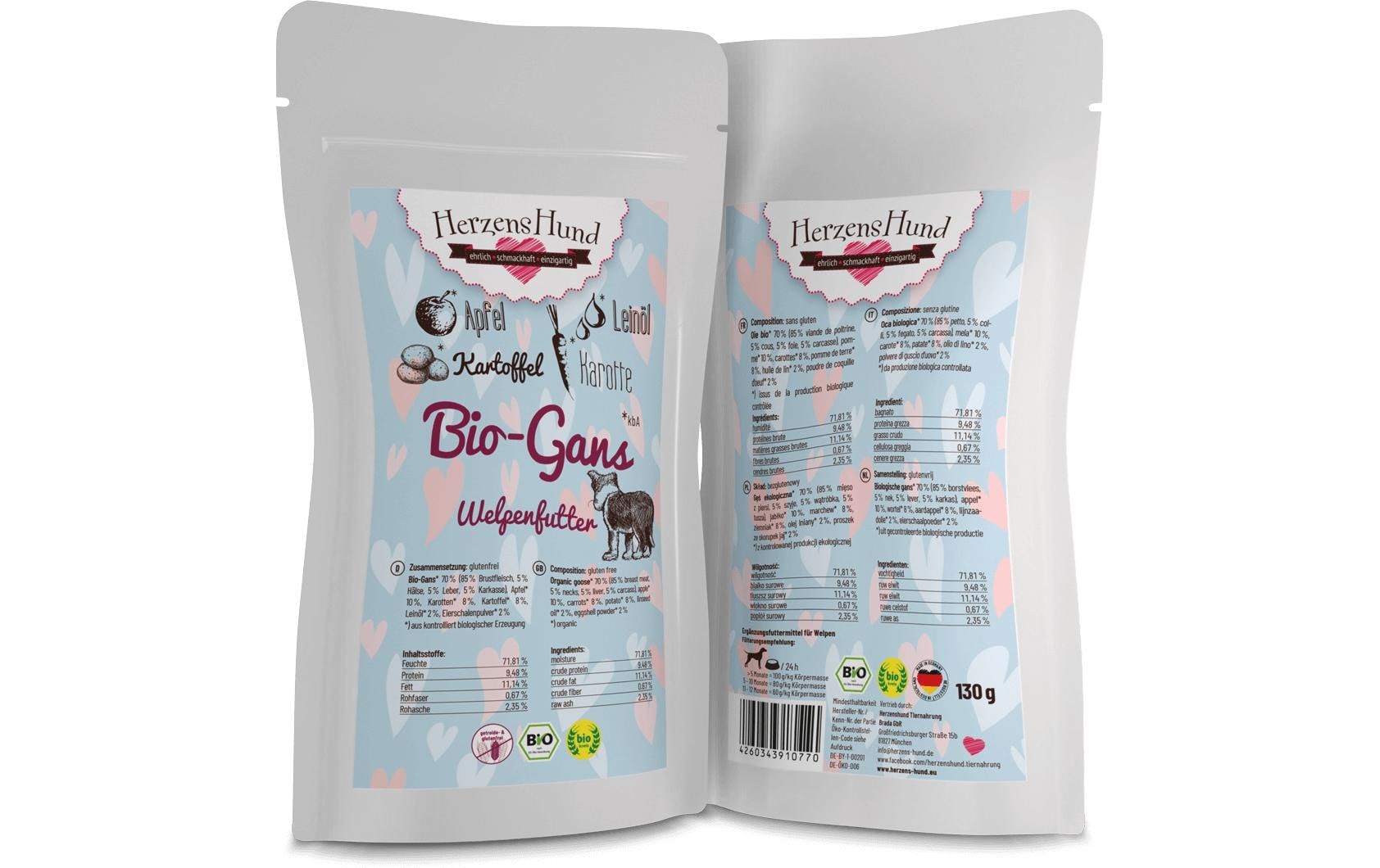 Herzenshund Welpe Bio-Gans mit Bio-Apfel 130g