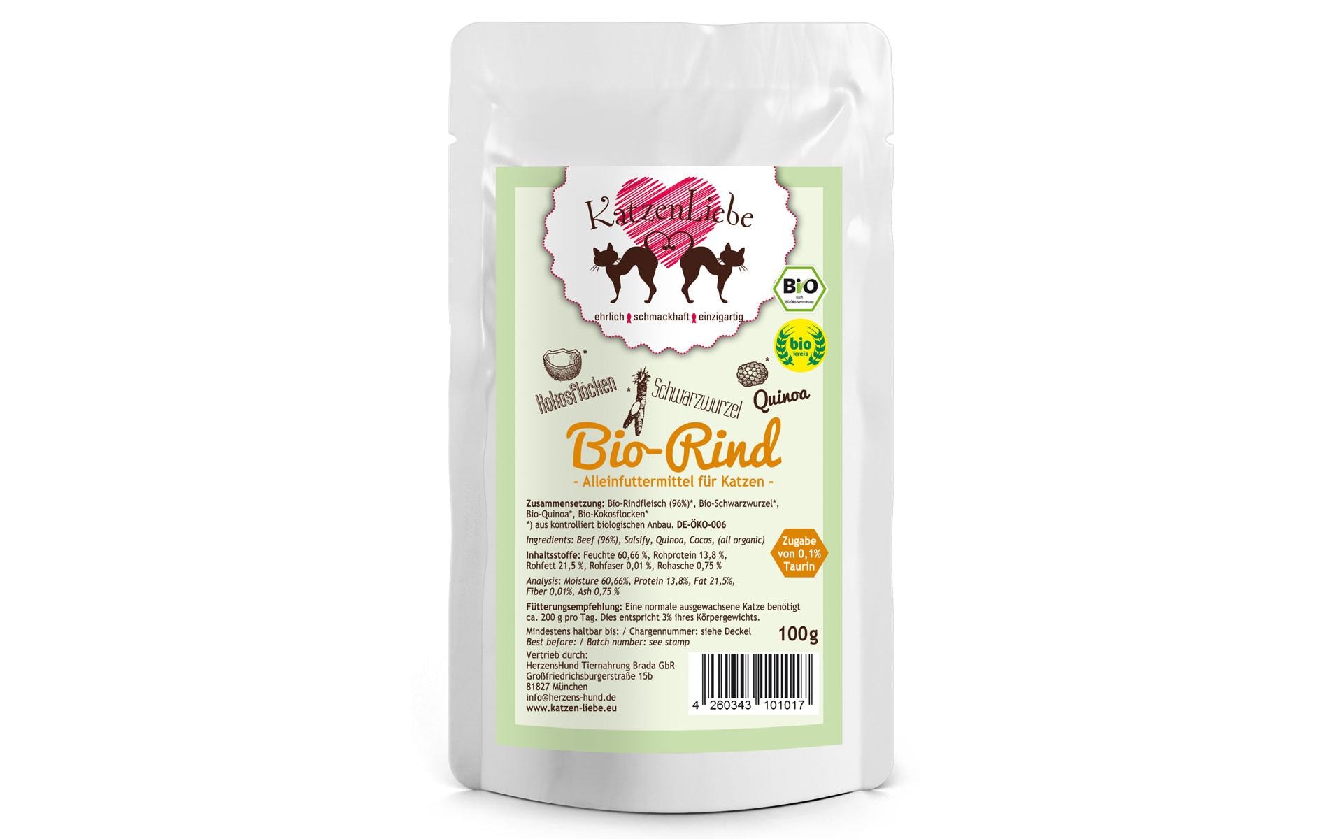 Katzenliebe Bio-Rind mit Bio-Schwarzwurzel 100g