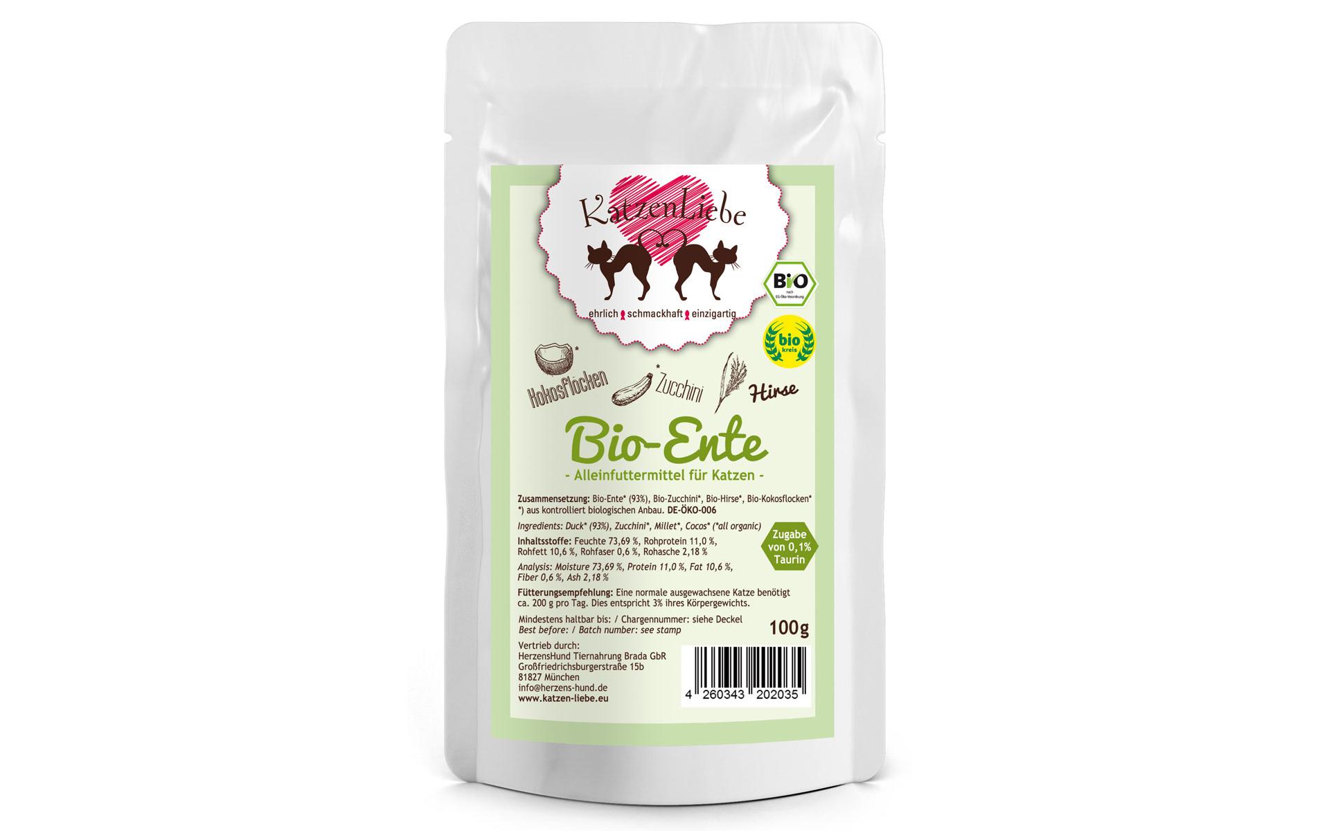 Katzenliebe Bio-Ente mit Bio-Zucchini 100g