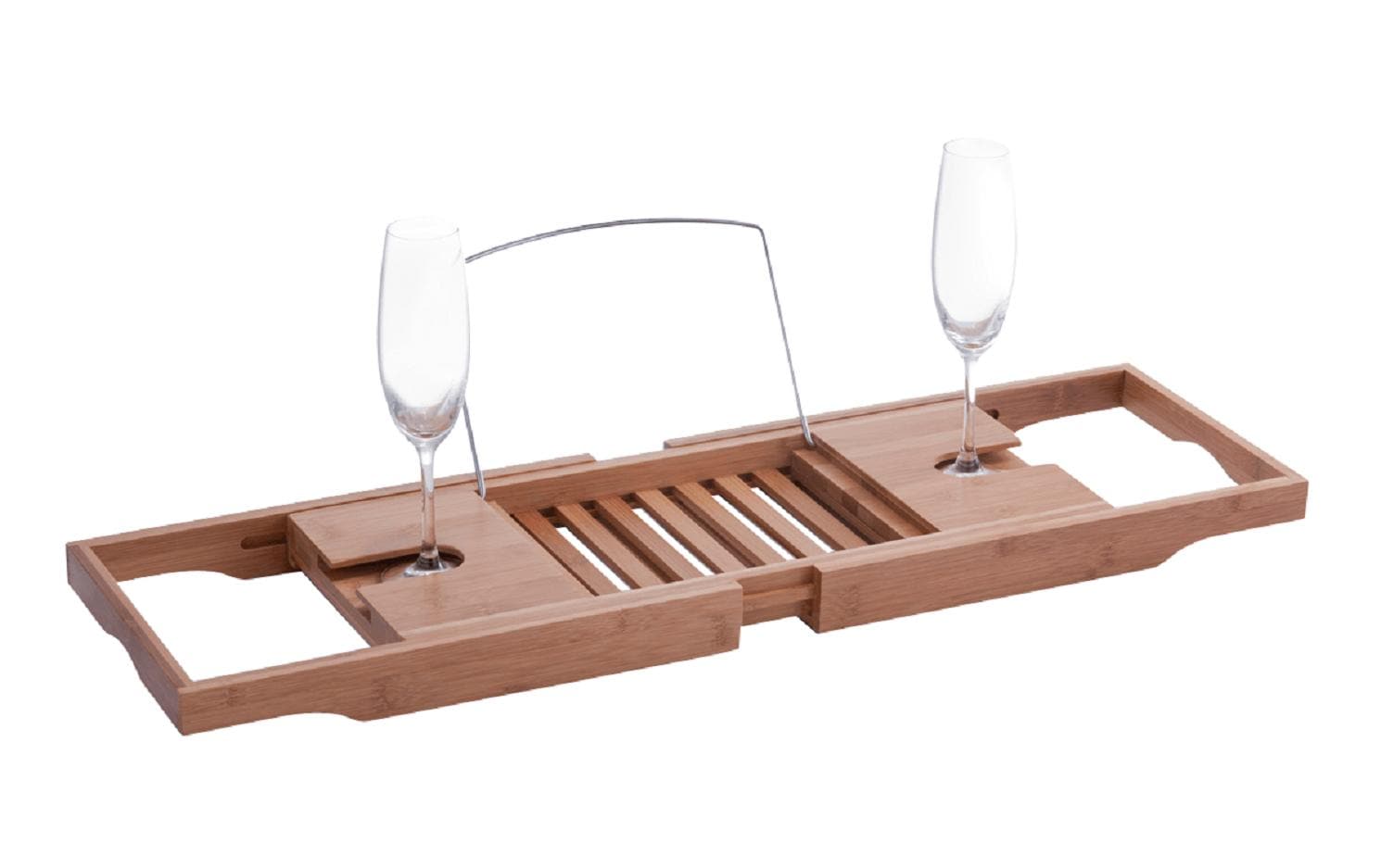 Zeller Badewannenablage mit Glashalter Metall/Bambus aus China