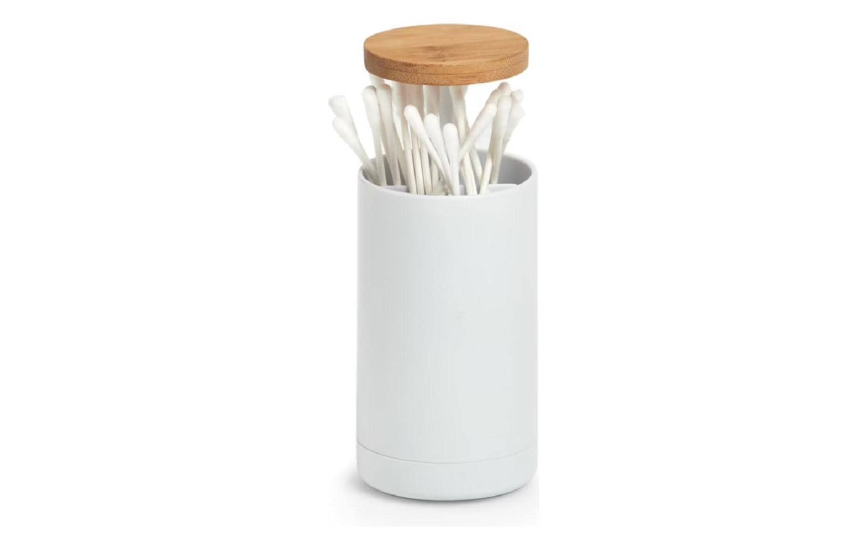 Zeller Aufbewahrungsdose für Wattestäbchen ABS/Bambus aus China, 6.5 x 11.5 cm
