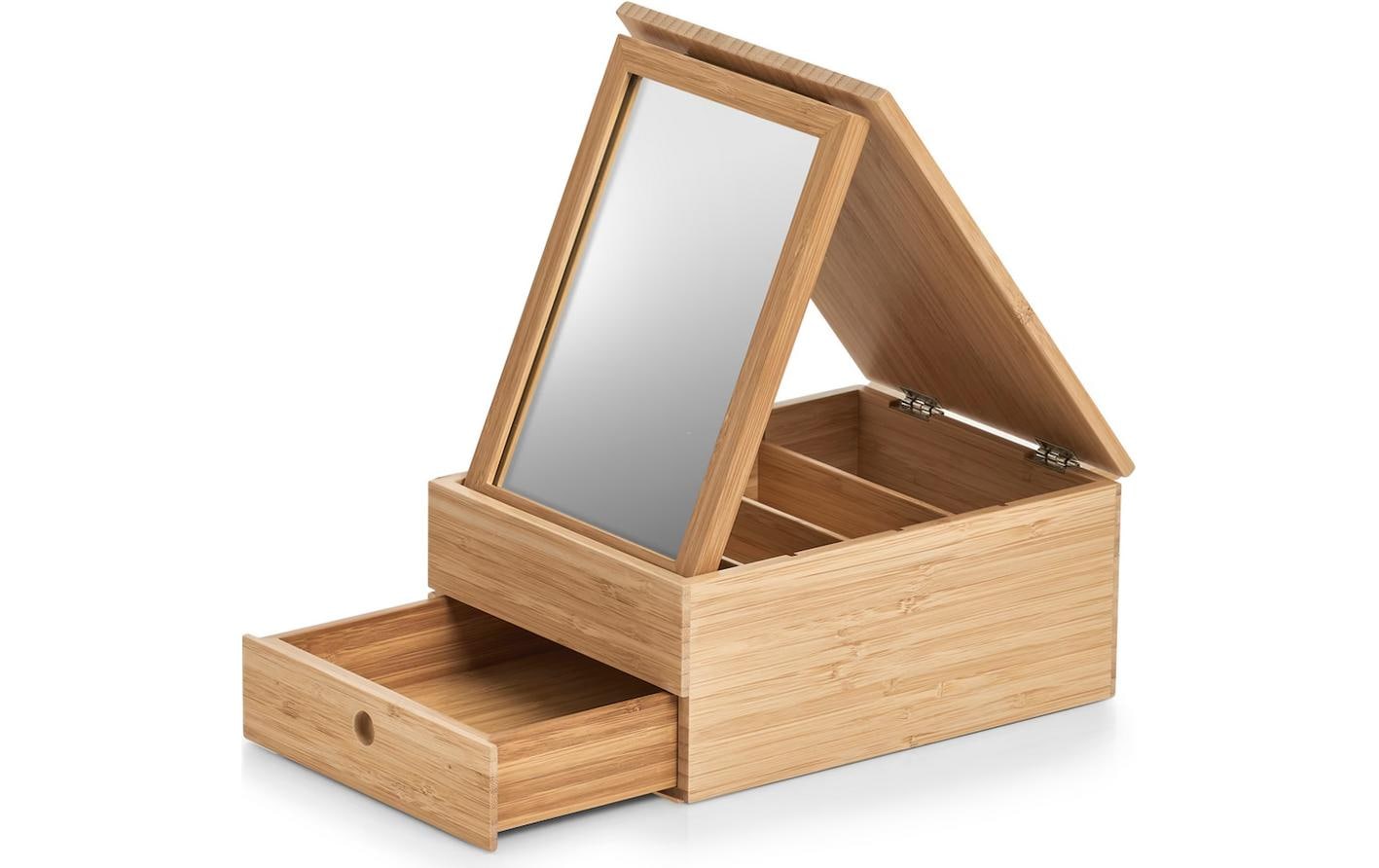 Zeller Bad-Utensilienhalter mit Spiegel Bambus aus China, 24.5 x 18.5 x 11.2 cm