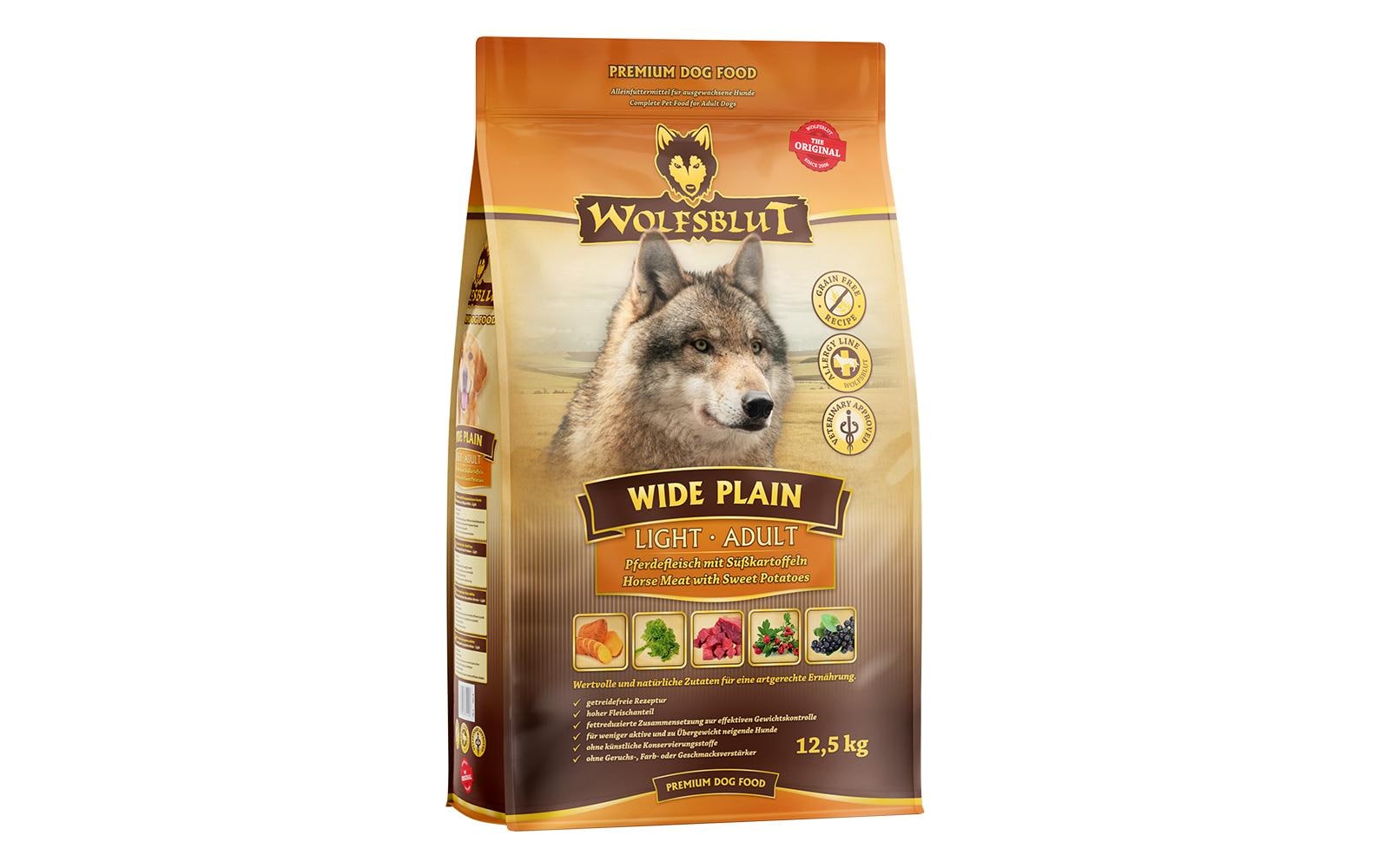 Wolfsblut Dog Wide Plain Adult Light Pferd & Süsskart., 12.5kg