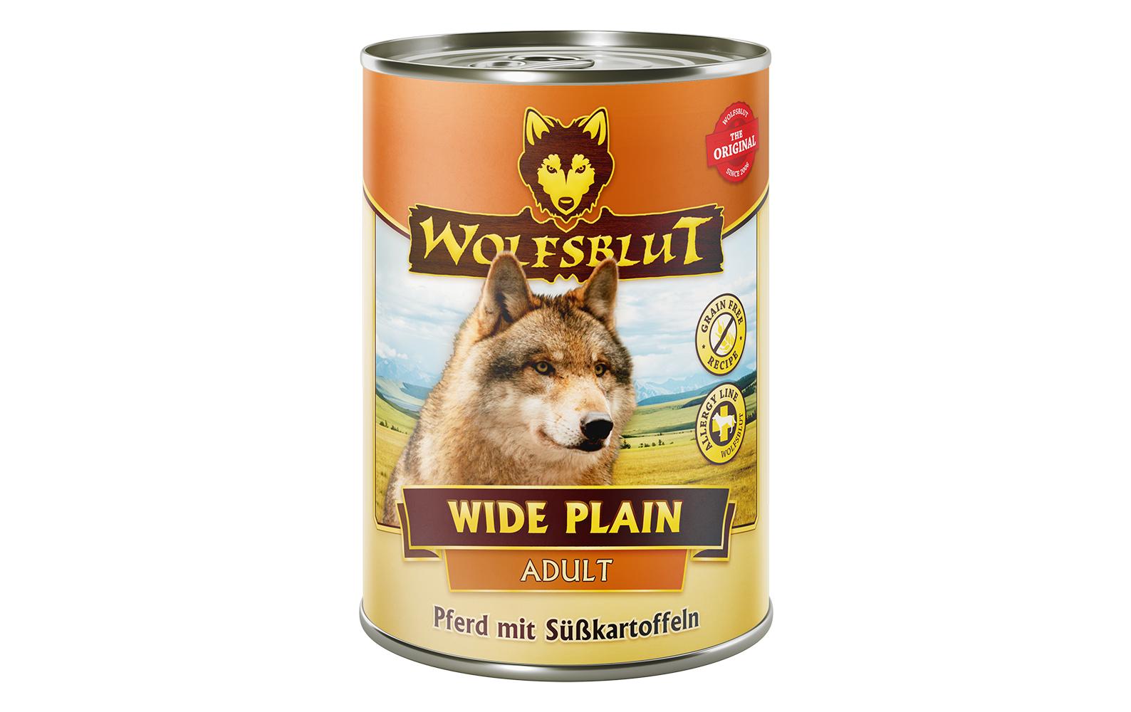 Wolfsblut Dog Dose Wide Plain Pferd & Süsskart., 395g