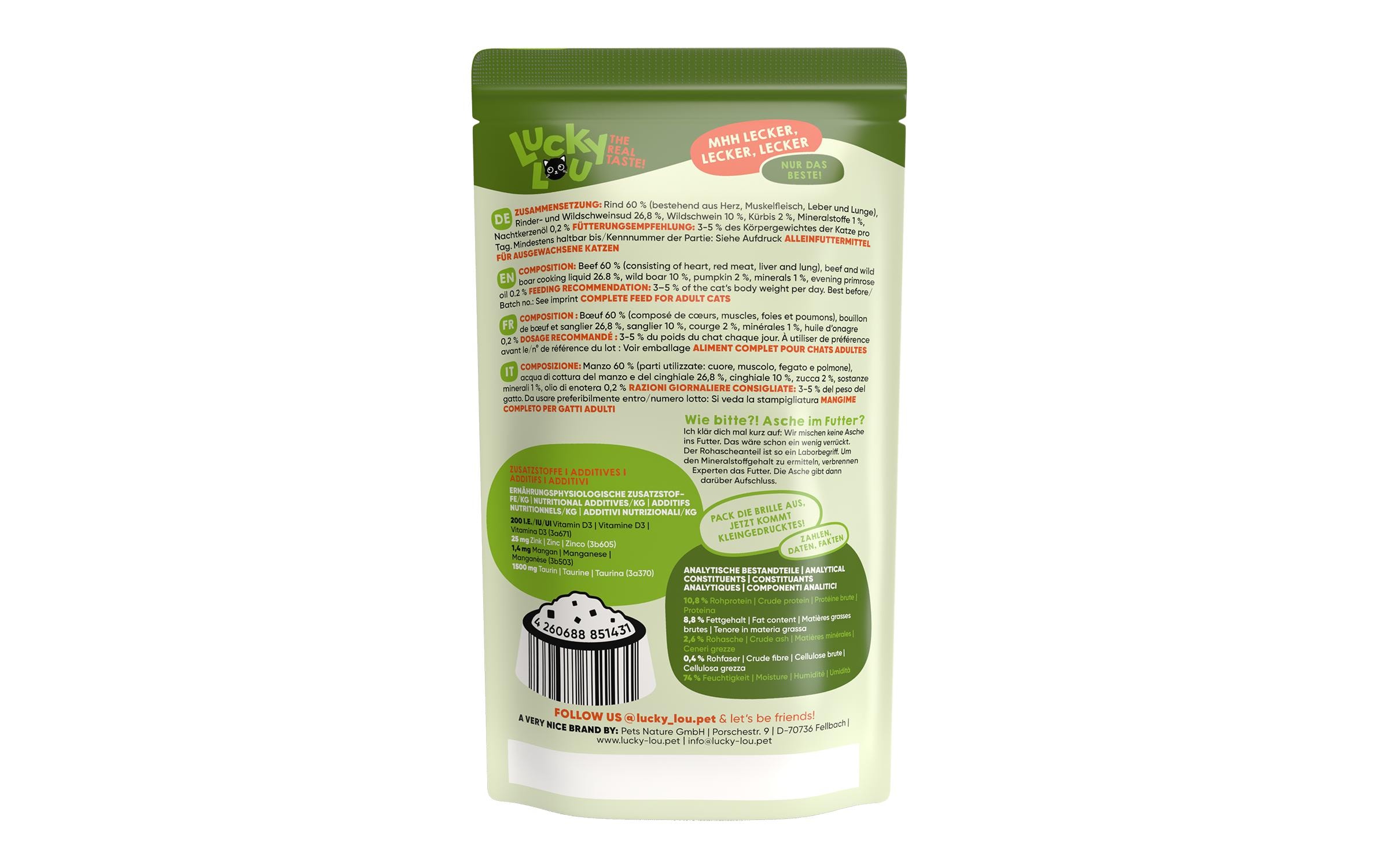 Lucky Lou Lifestage Adult Rind&Wildschwein 125g – Bild 4