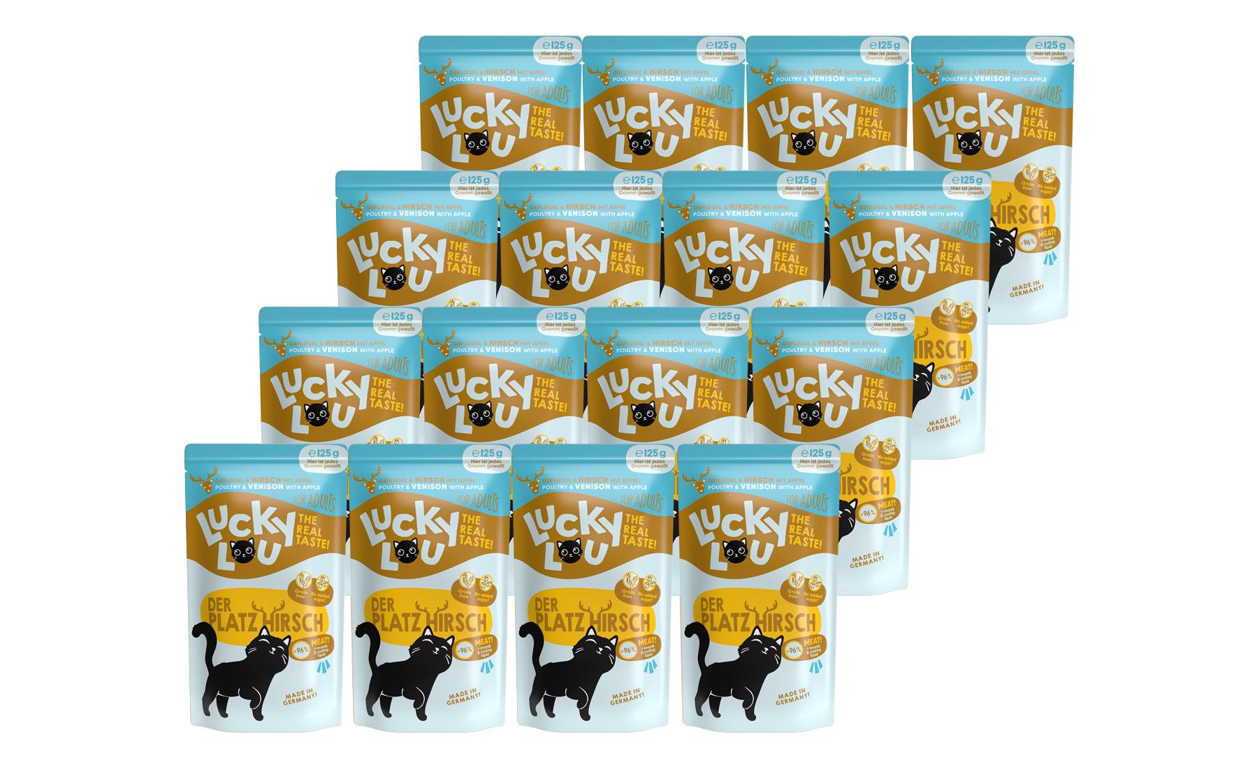 Lucky Lou Lifestage Adult Geflügel&Hirsch 16x125g Kit