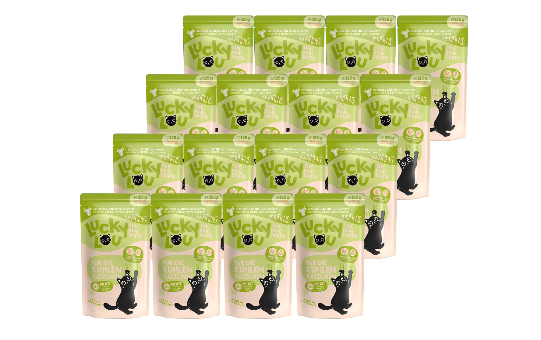 Lucky Lou Lifestage Kitten Geflügel&Rind 16x125g Kit