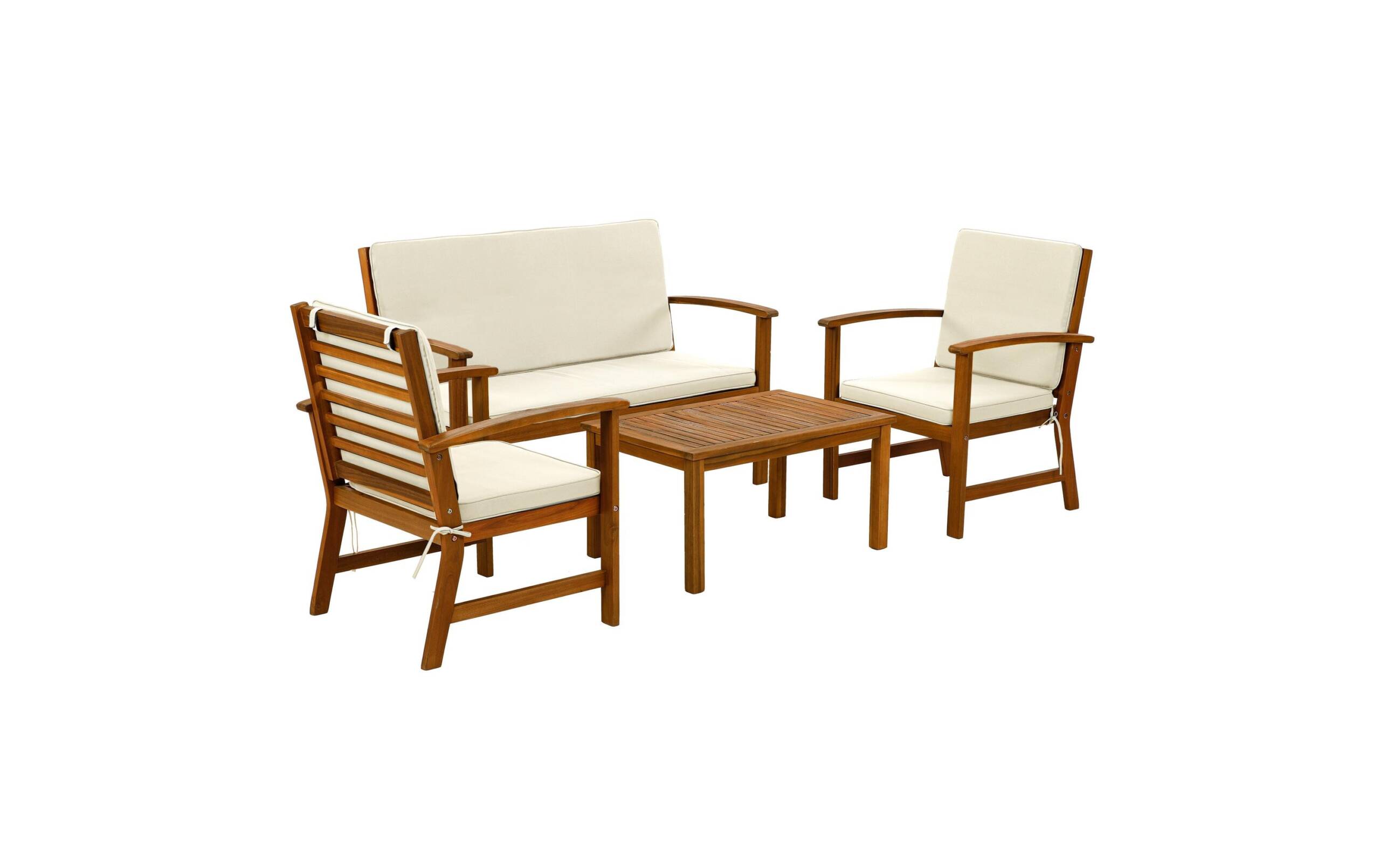 COCON Lounge Set Lausanne 4er Set, weiss, Akazienholz FSC