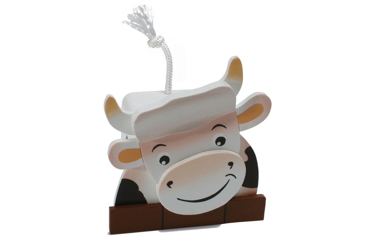 Weizenkorn Spardose Kuh Holz, 15x11x16 cm (BxHxT)