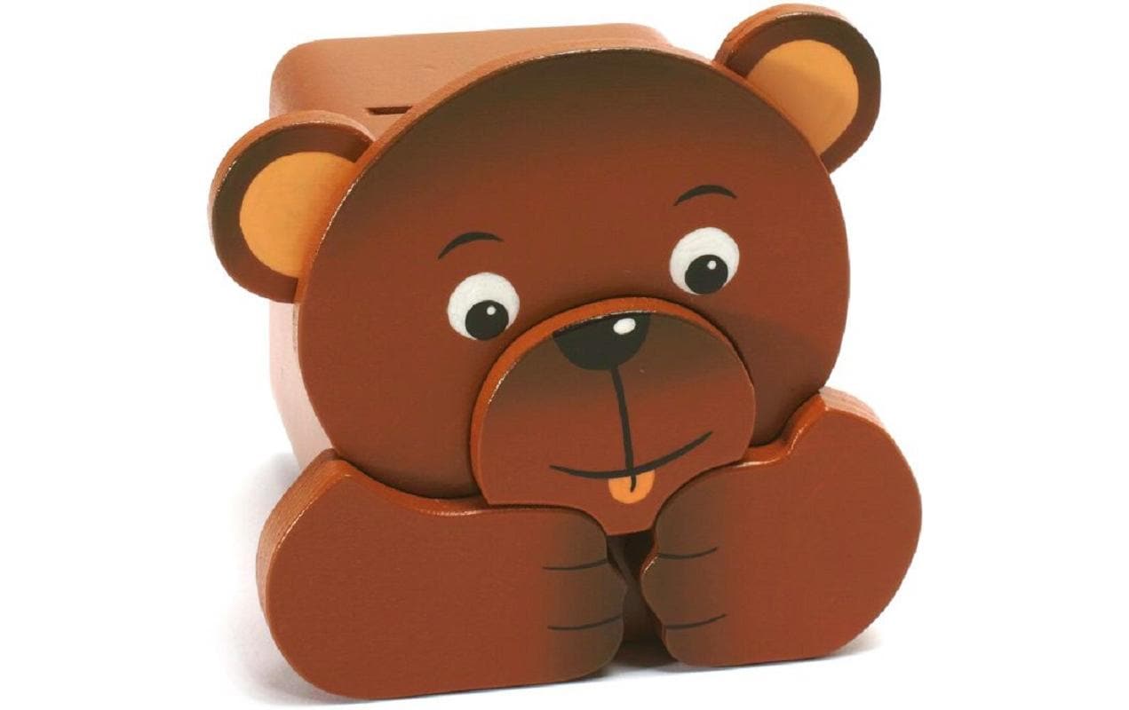 Weizenkorn Spardose Bär Holz, 14x11x13 cm (BxHxT)