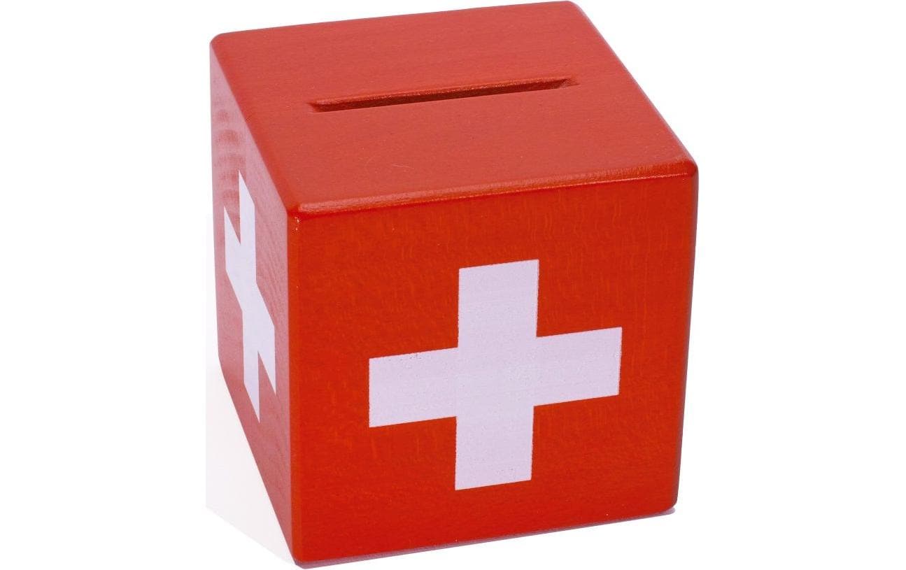 Weizenkorn Spardose Schweiz Holz, 9x9x11 cm (BxHxT)