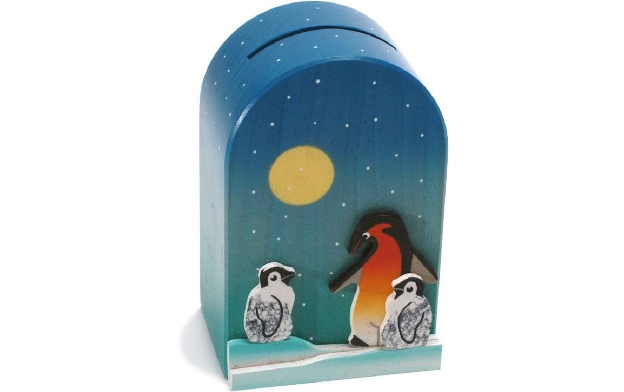 Weizenkorn Spardose Pinguin Holz, 10x7x14 cm (BxHxT)
