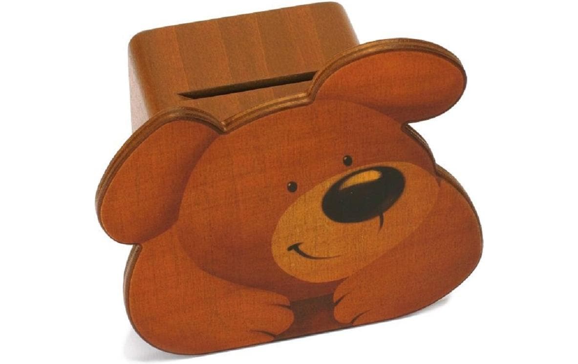 Weizenkorn Spardose Bär Holz, 13x13x9 cm (BxHxT)