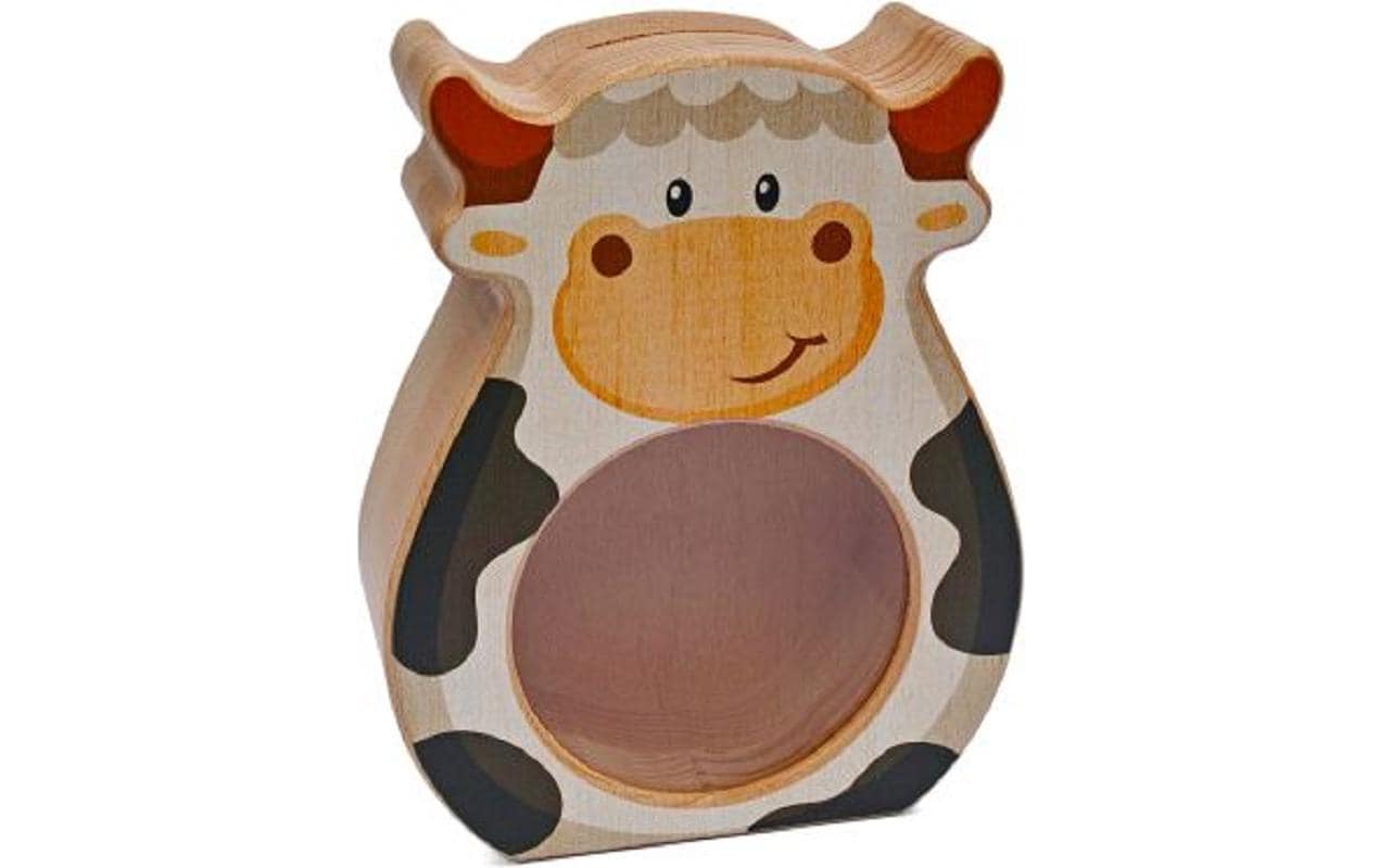 Weizenkorn Spardose Kuh Flora Holz, 16x13x6 cm (BxHxT)