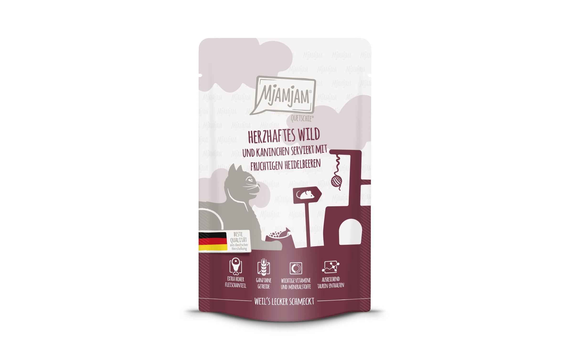 Mjamjam Cat Quetschie leckere Mahlzeit 125g Wild & Kaninchen