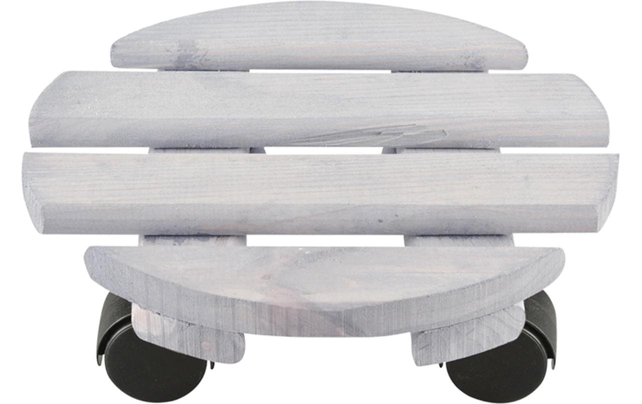 Esschert Design Pflanzentrolley S, Grau rund, 23.6x7.7 cm (DxH), Kiefernholz