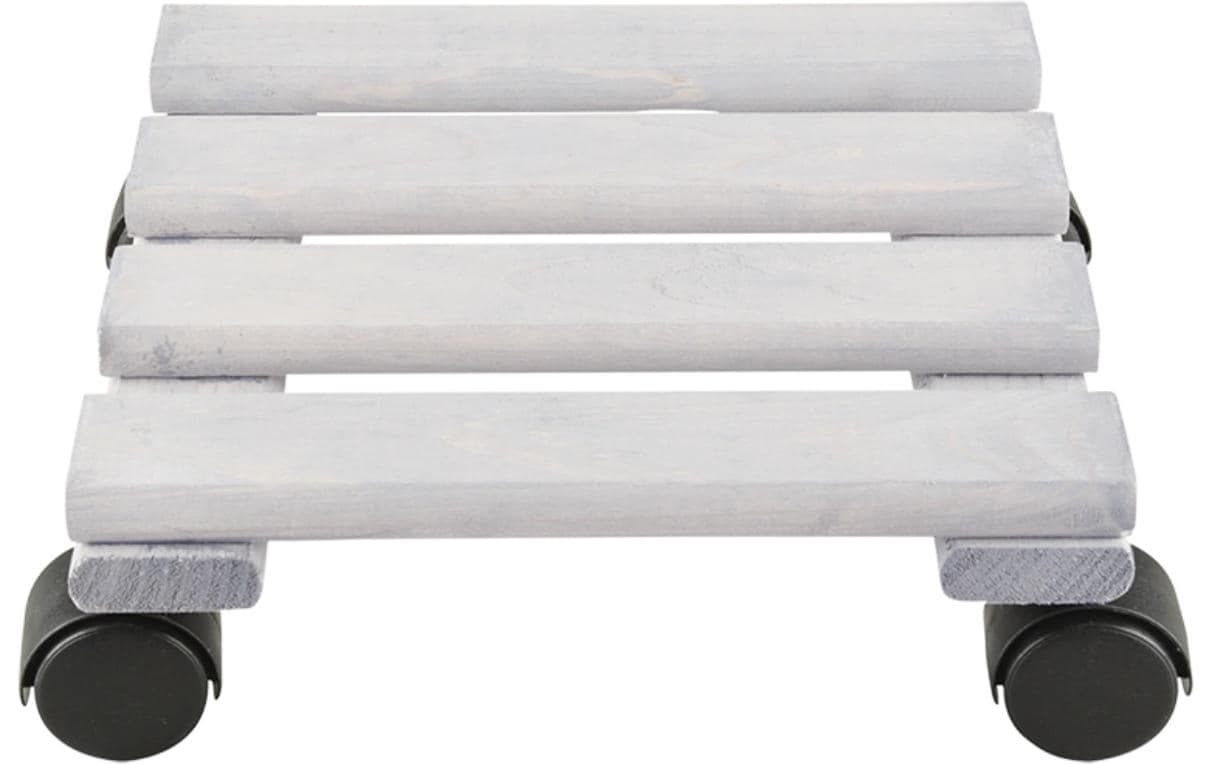 Esschert Design Pflanzentrolley S, Grau quadratisch,24.1x21.1x7.6 cm (BxLxH),Kiefer
