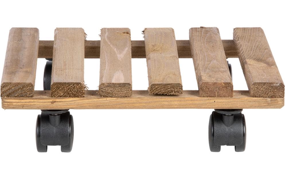 Esschert Design Pflanzentrolley L, Braun quadratisch,29.1x29.1x8 cm (BxLxH),Kiefer