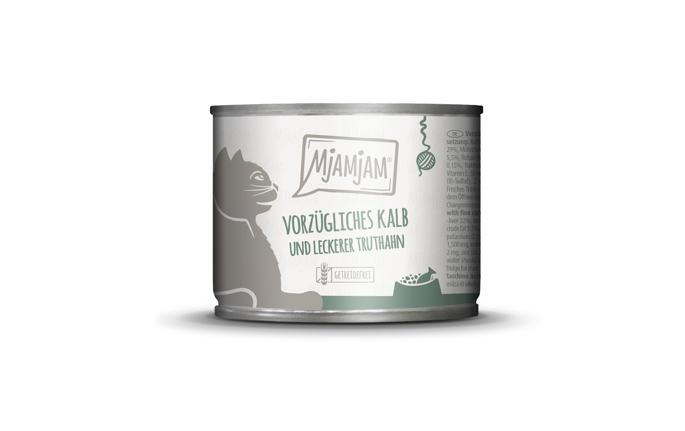 Mjamjam Cat Dose leckere Mahlzeit 200g Kalb & Truthahn