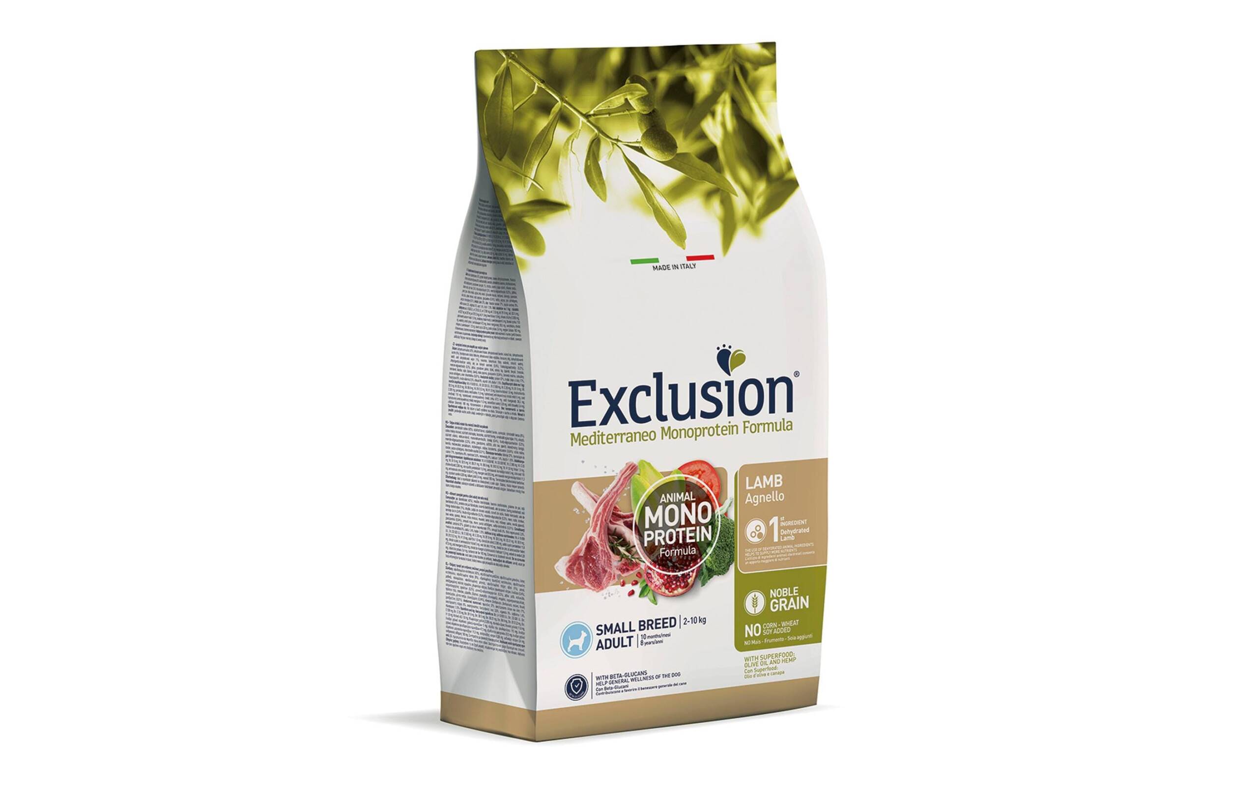 Exclusion Dog Adult Small Lamb 2kg Mediterraneo Monoprotein