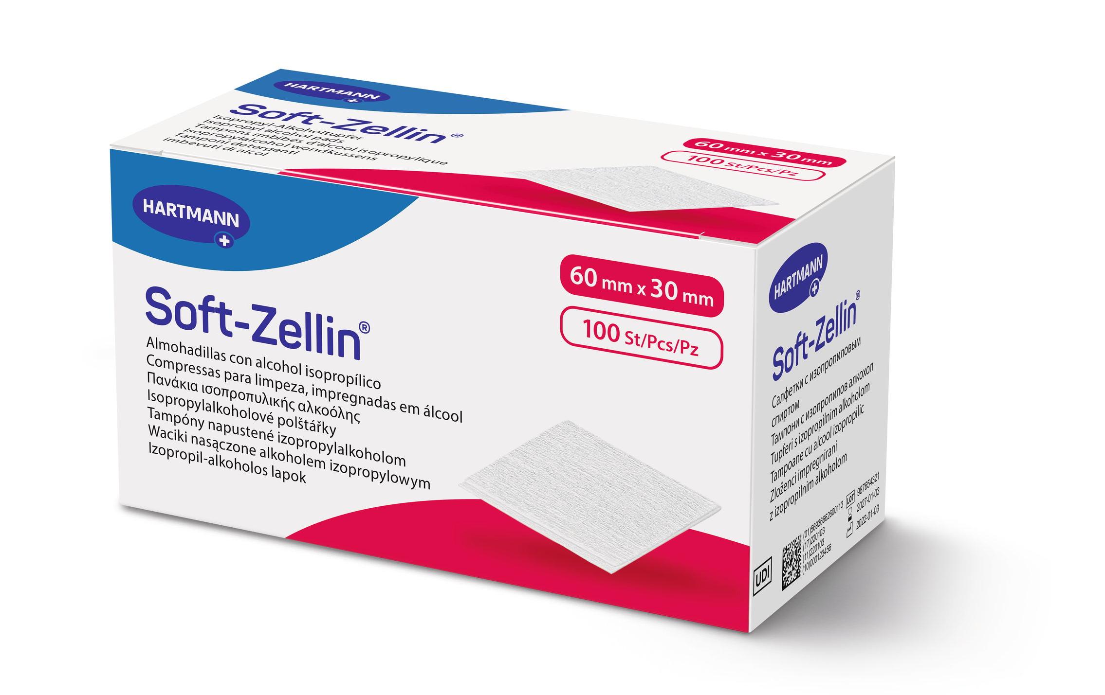 Soft-Zellin-C Alkoholtupfer 60 x 30 mm, Pack à 100 Stk.