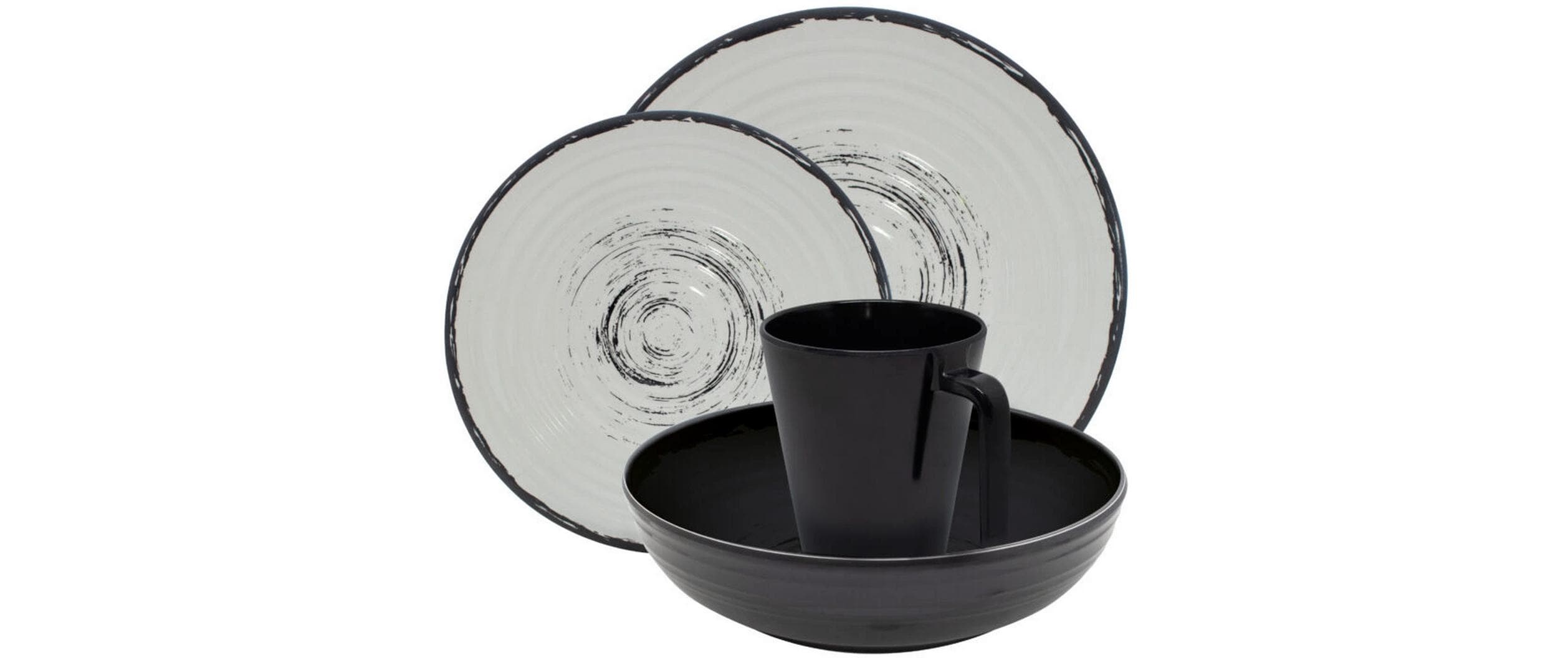 Isla antirutsch Melamine Geschirrset 16-teillig,schwarz/ecru