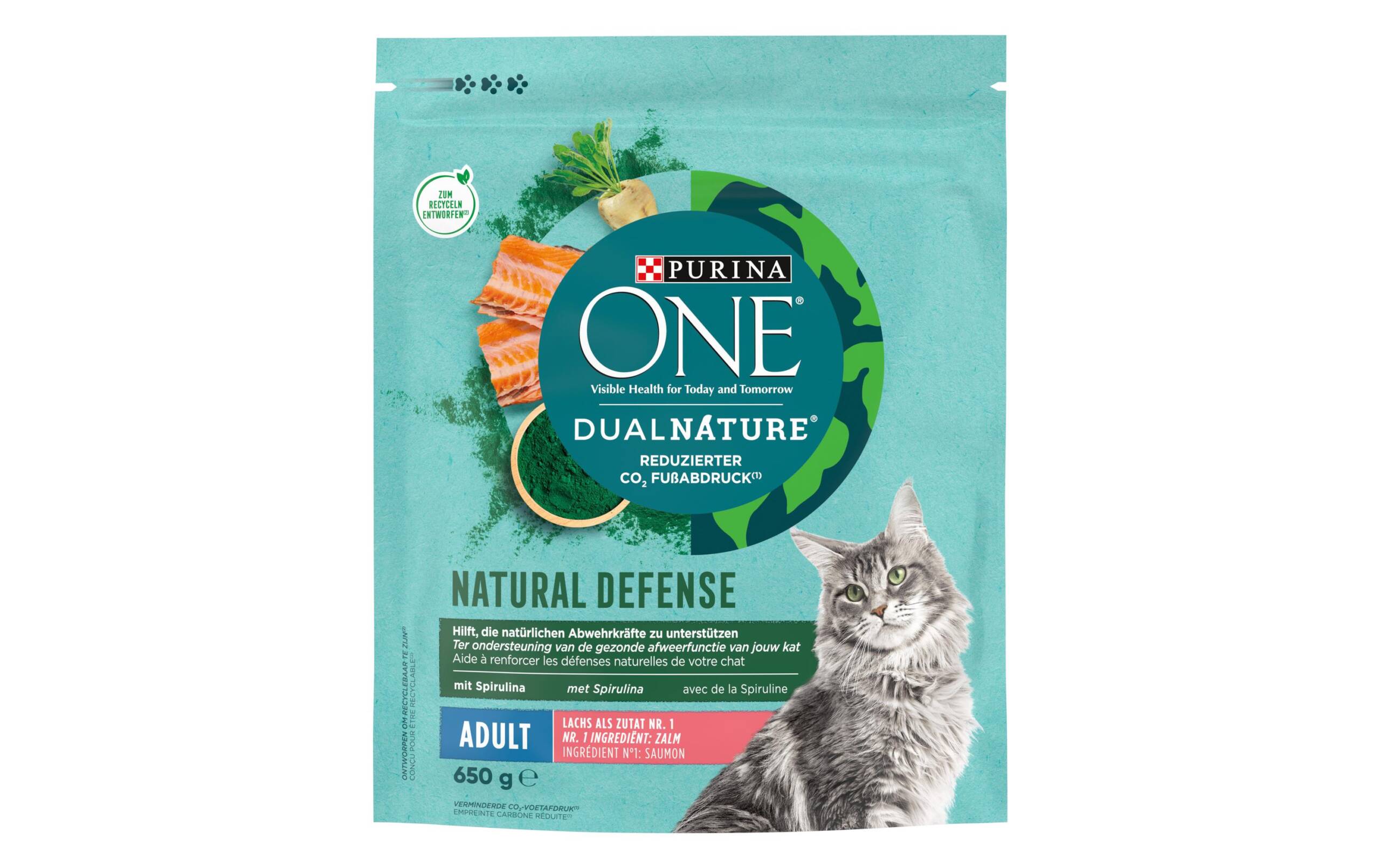 Purina One Trockenfutter Dual Nature Adult Lachs und Spirulina 650g