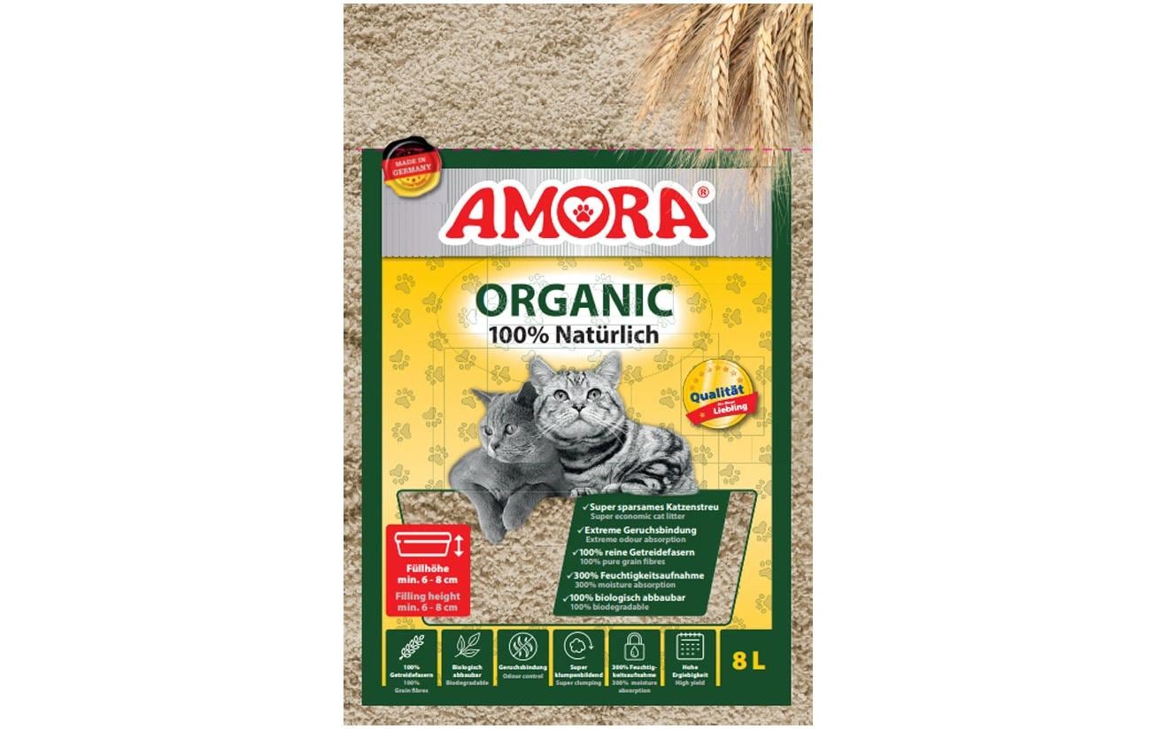 Amora Katzenstreu klumpend 8 Liter Organic 100% natürlich Weizenfasern