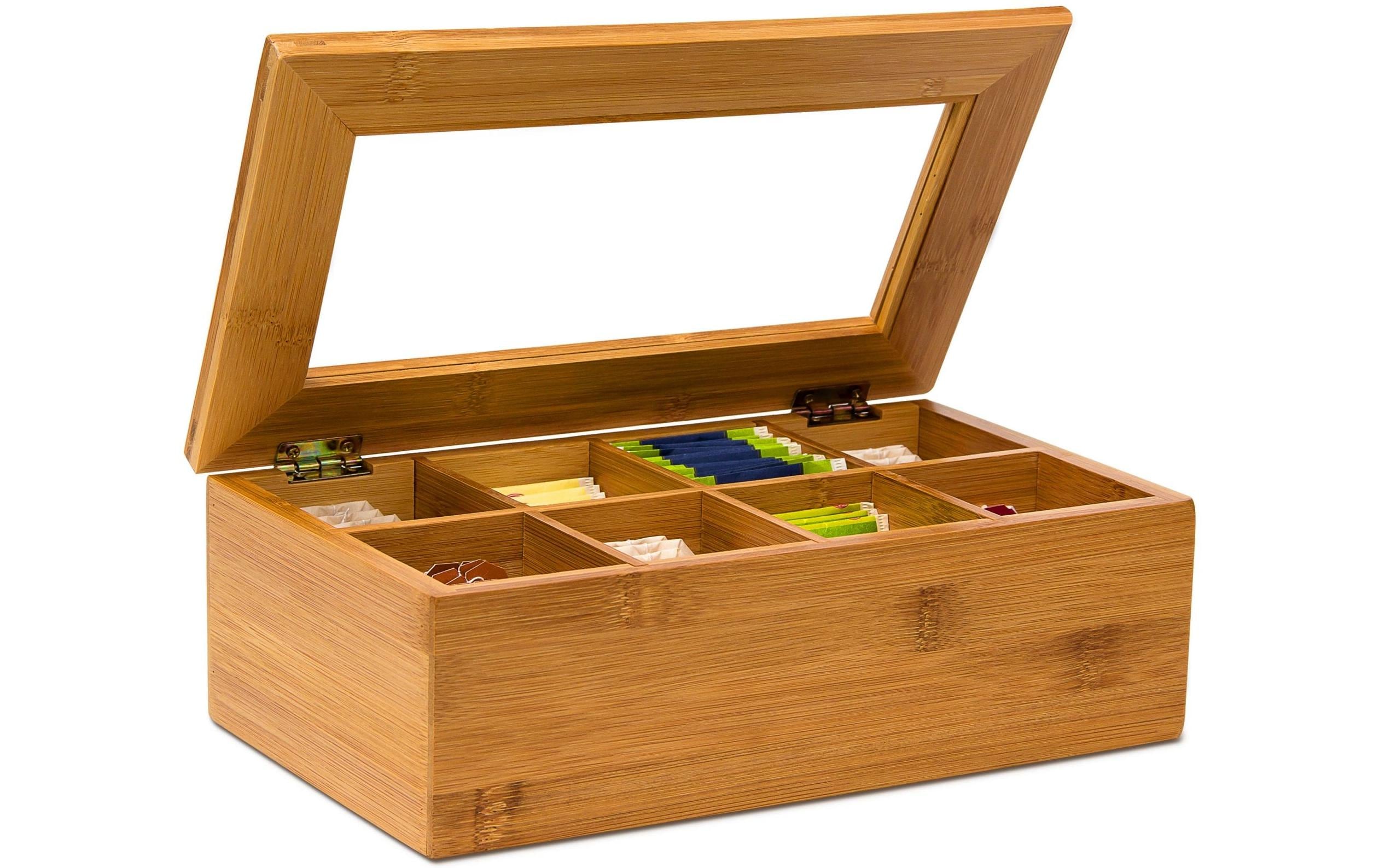 relaxdays Teebox Bambus 9 x 28 x 16 cm