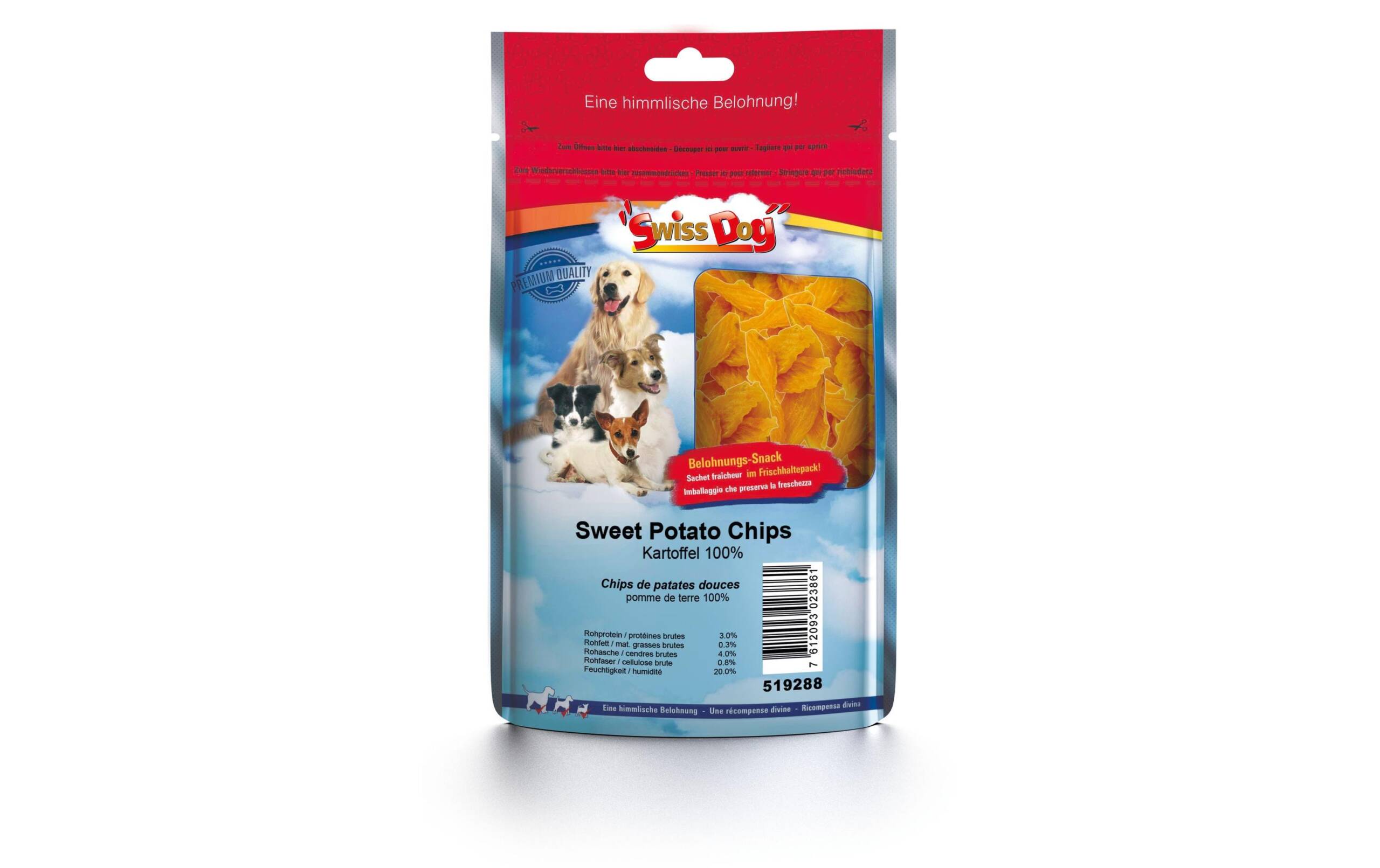 SwissDog Sweet Potato Chips 350g glutenfrei mit wenig Fett