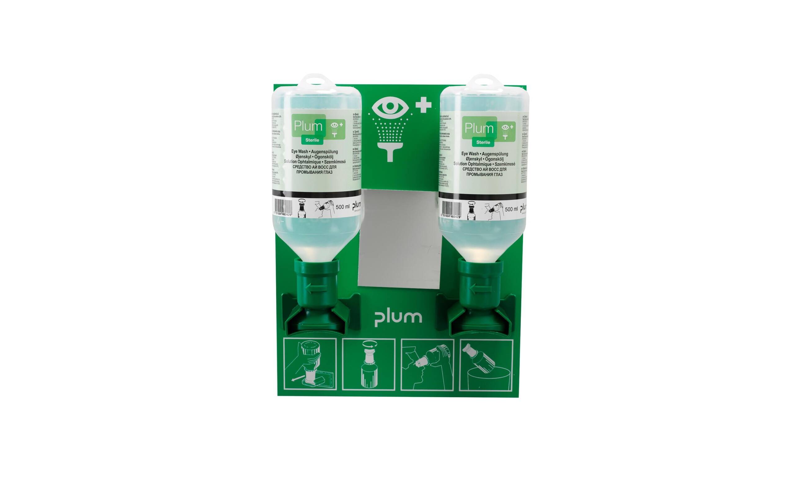 PLUM Augenspülsation für Wandmontage 2 x 500ml Natriumchlorid 0.9%