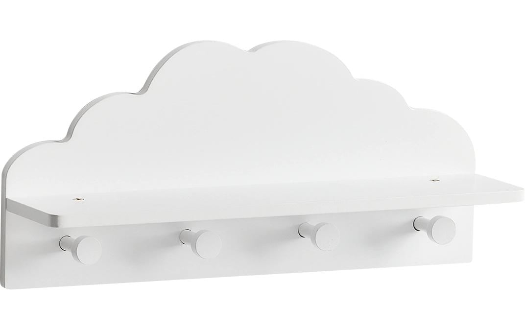 Zeller Present Kinder-Wandgarderobe Wolke weiss, 48x12x22cm, MDF