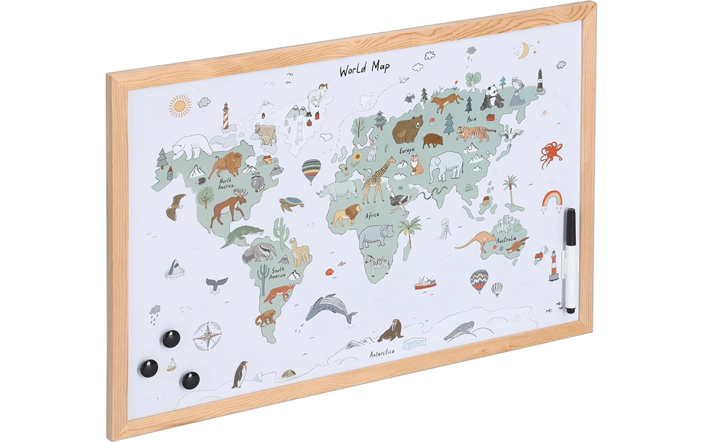 Zeller Present Magnet Memobord Weltkarte 60x40cm , Magnet- und Schreibtafel