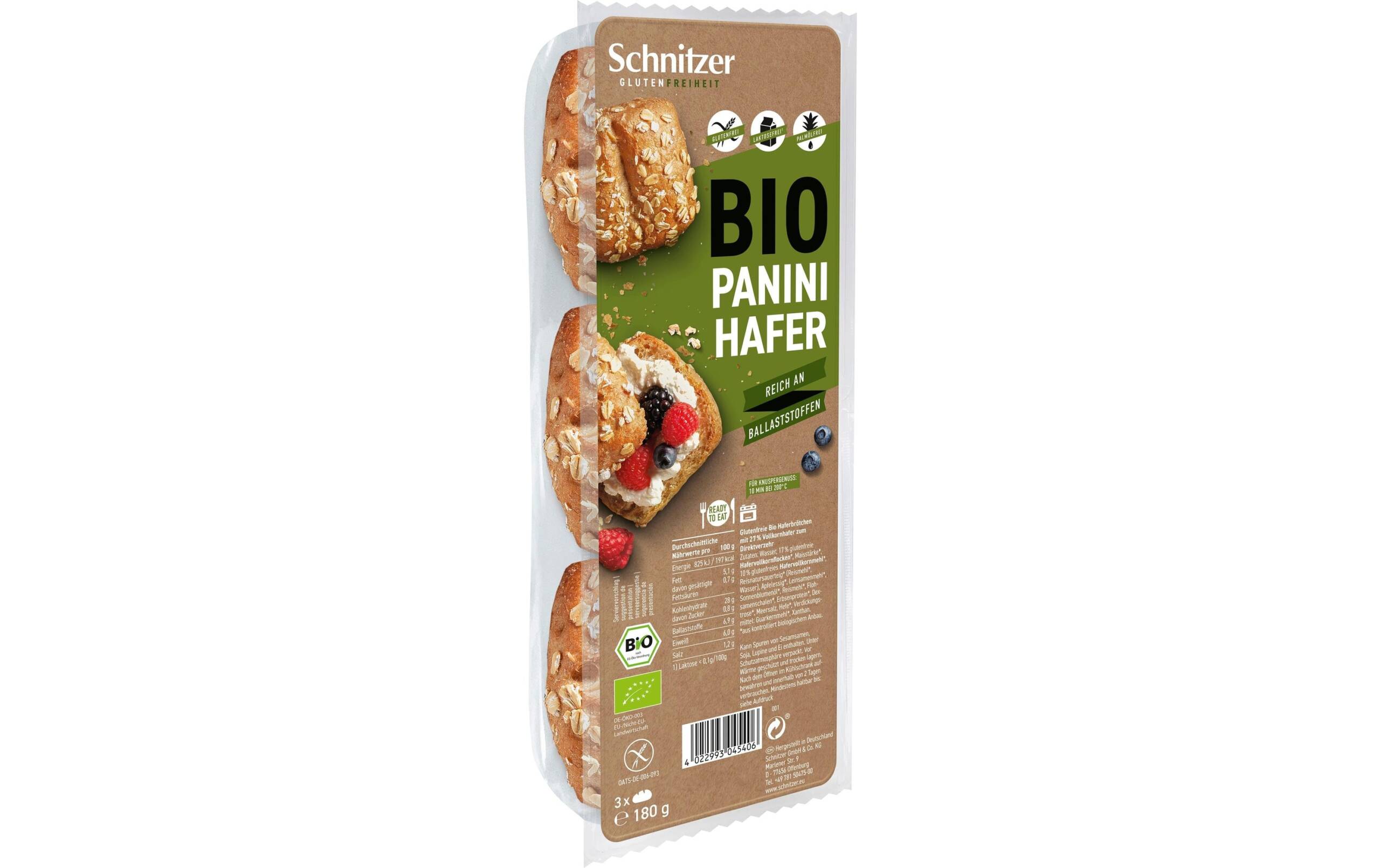 Schnitzer Bio Panini Hafer 180g (3 Brötchen)