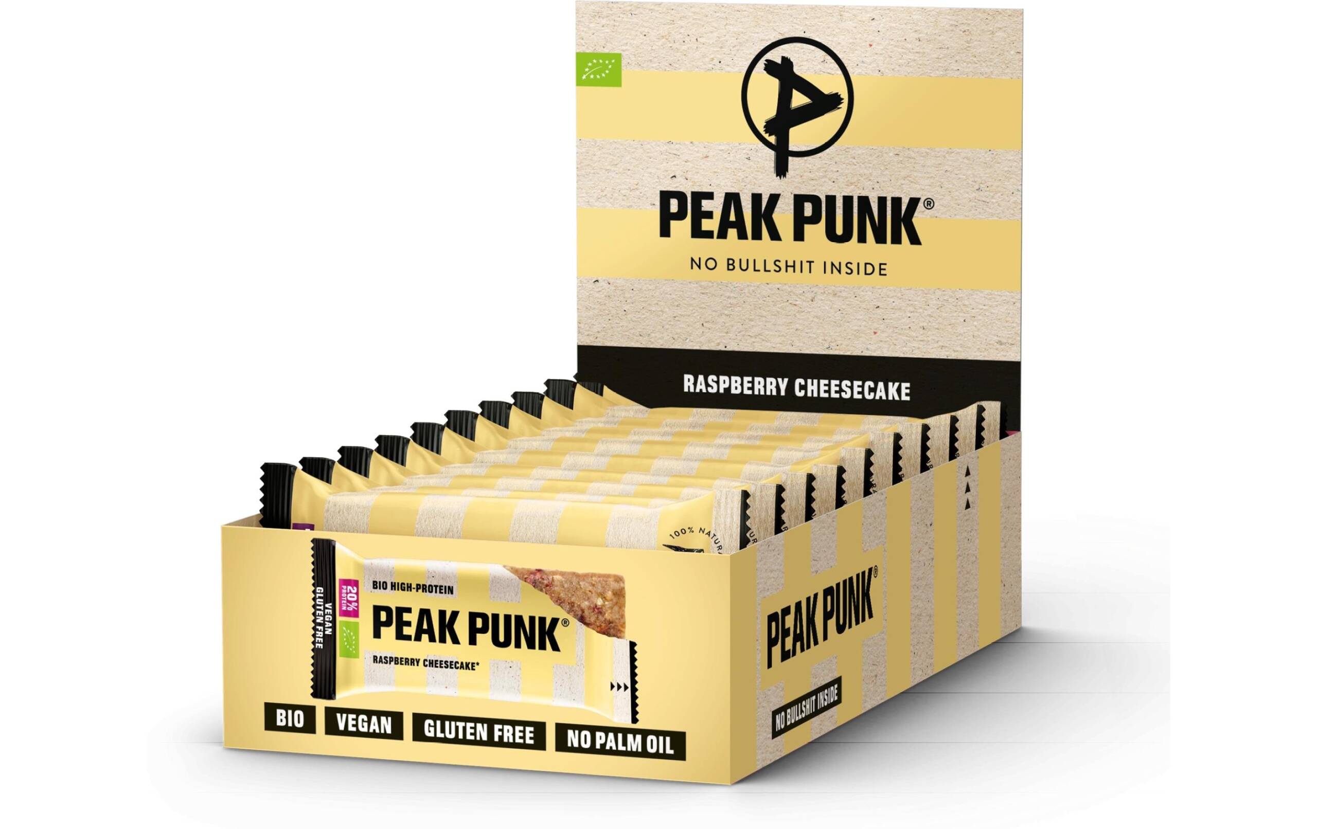 PEAK PUNK Bio High-Protein Bar 12x55g, Raspberry Cheesecake
