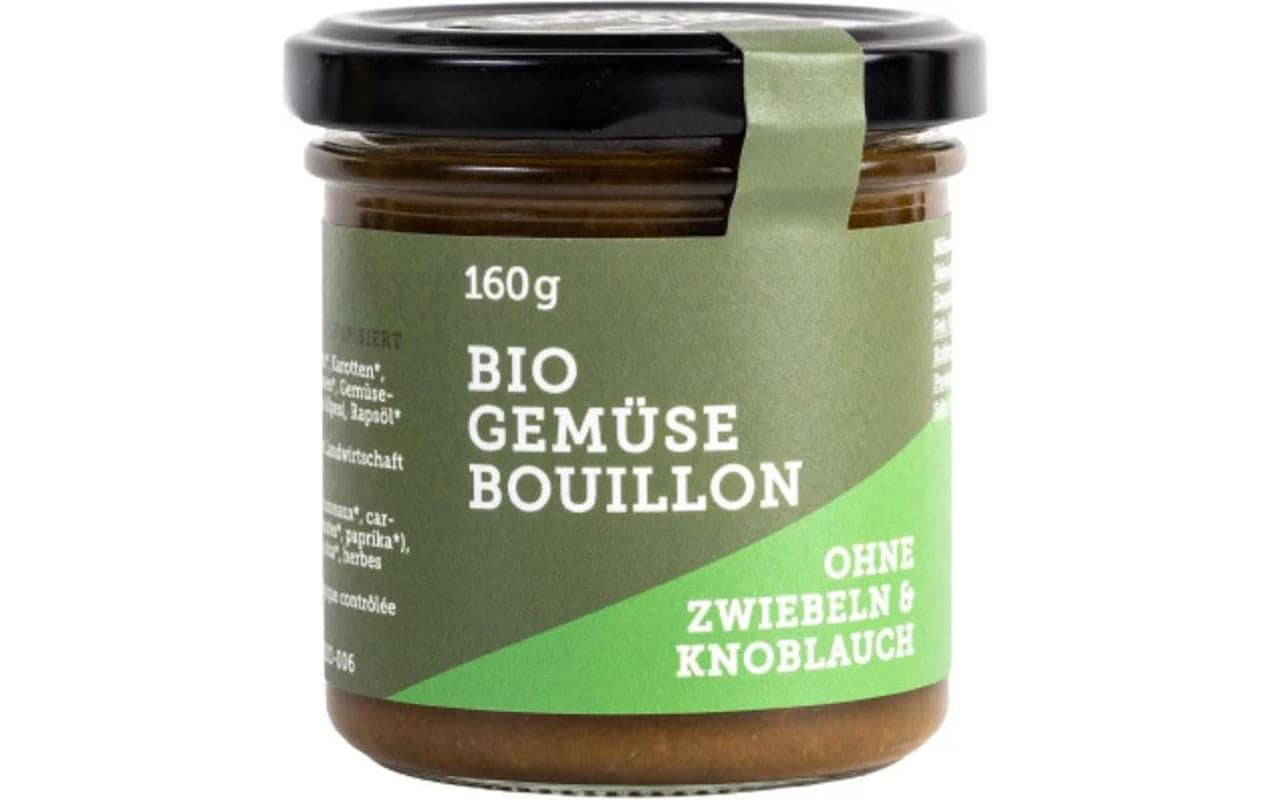 Nullkommanull Gemüse Bouillon ohne 160g BIO Ohne Zwiebel und Knoblauch, Glas