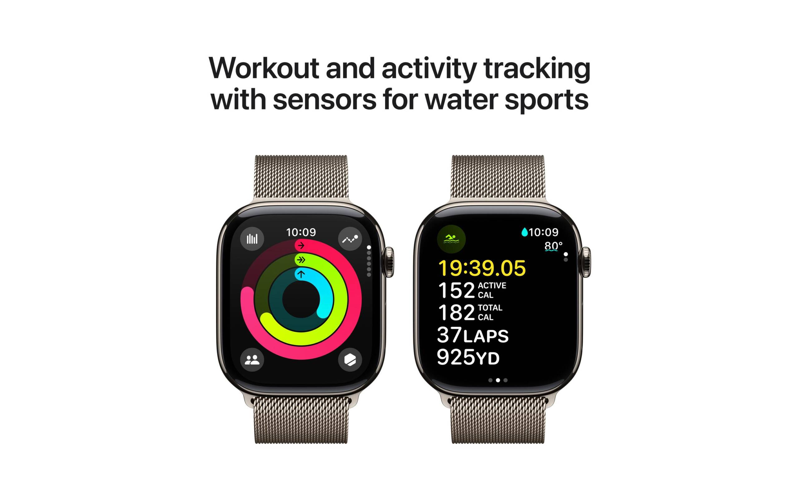 Apple Watch S10 CEL 46 Natural Titan Loop S mit Natural Milanese Loop - S/M – Bild 5
