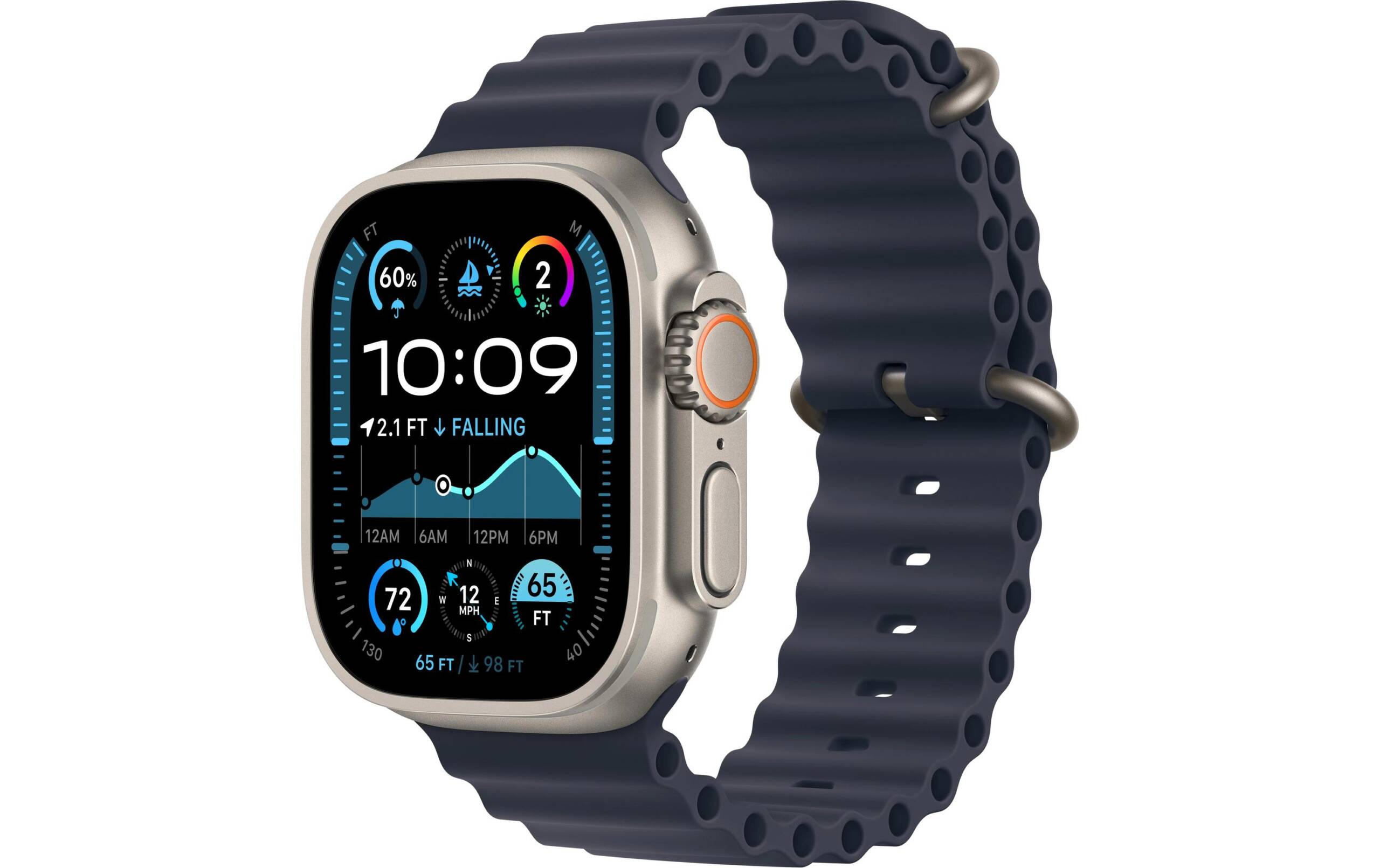Apple Watch Ultra 2 2024 Natural Titanium mit Navy Ocean Band