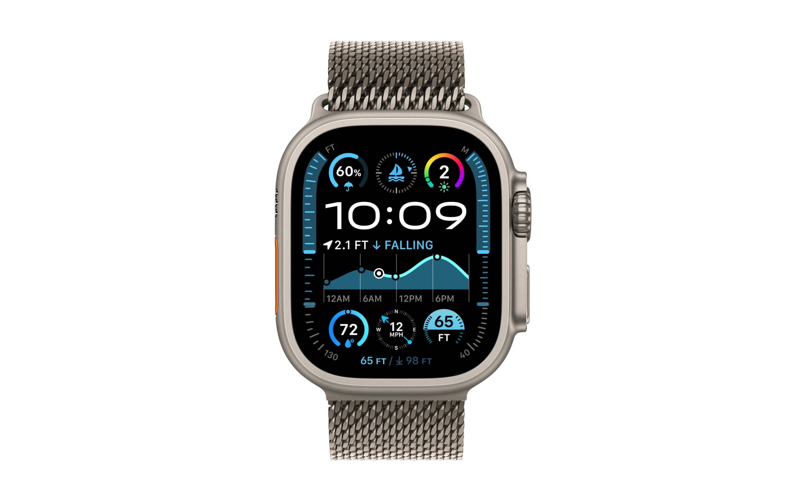 Apple Watch Ultra 2 2024 Natural Titanium mit Natural Titanium Milanese Loop - S – Bild 3