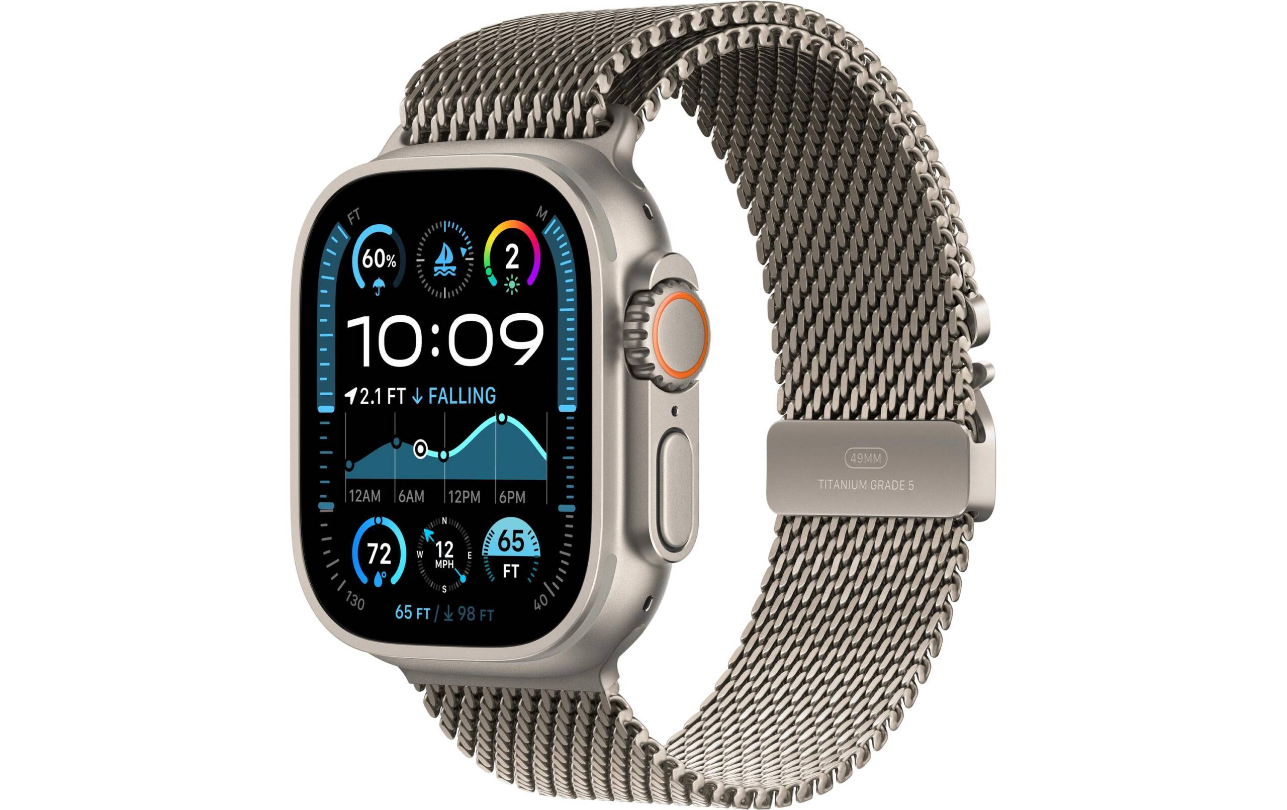 Apple Watch Ultra 2 2024 Natural Titanium mit Natural Titanium Milanese Loop - M
