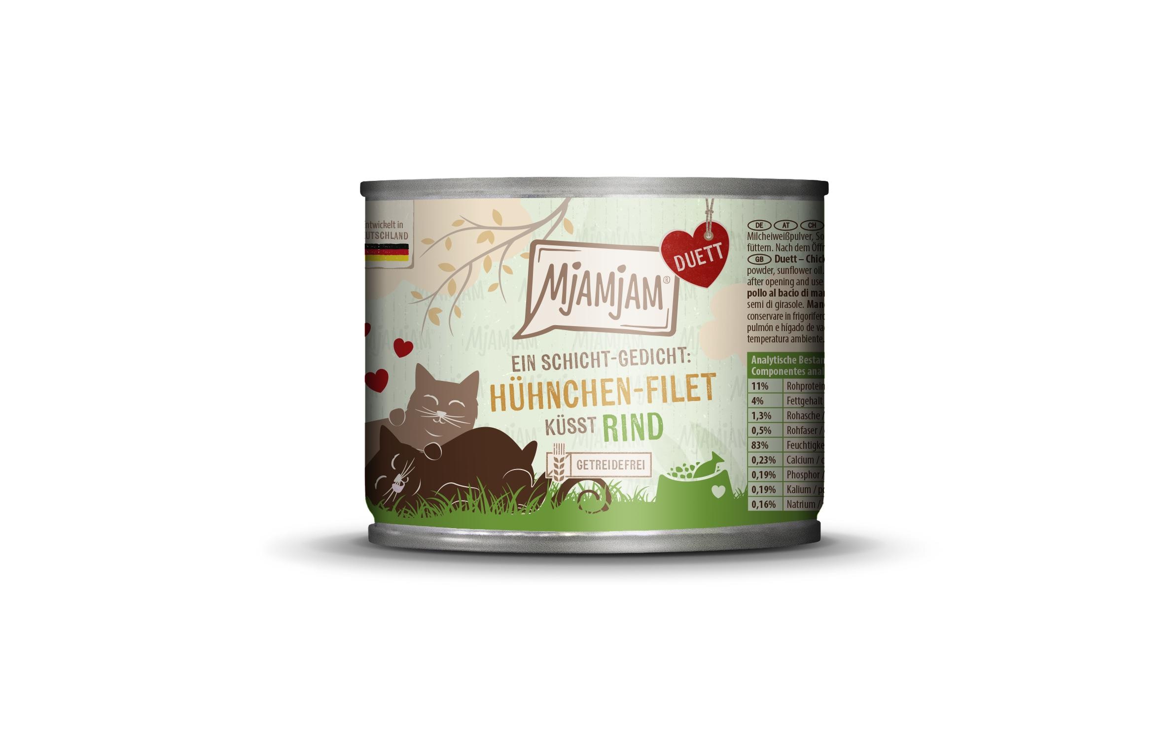 Mjamjam Cat Duett Hühnchen-Filet Rind 190g 190 g – Bild 2