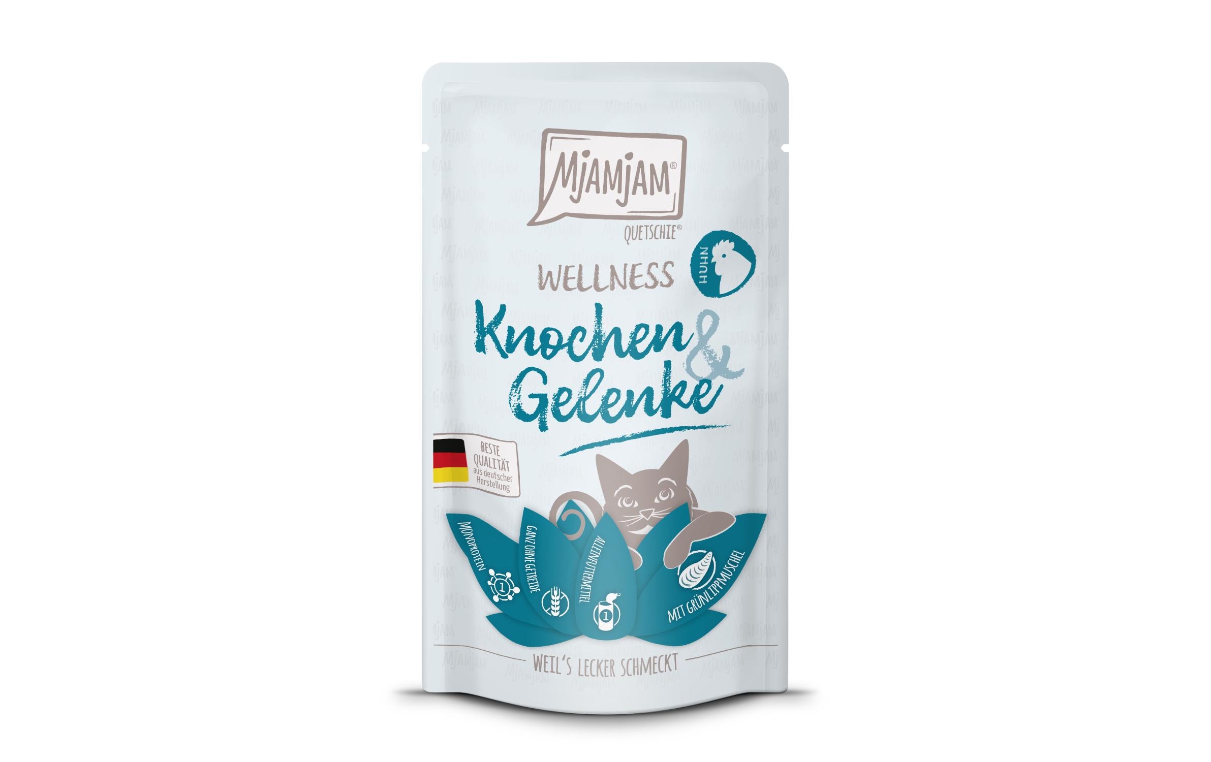 Mjamjam Cat Quetschie Wellness 125g Knochen & Gelenke Huhn