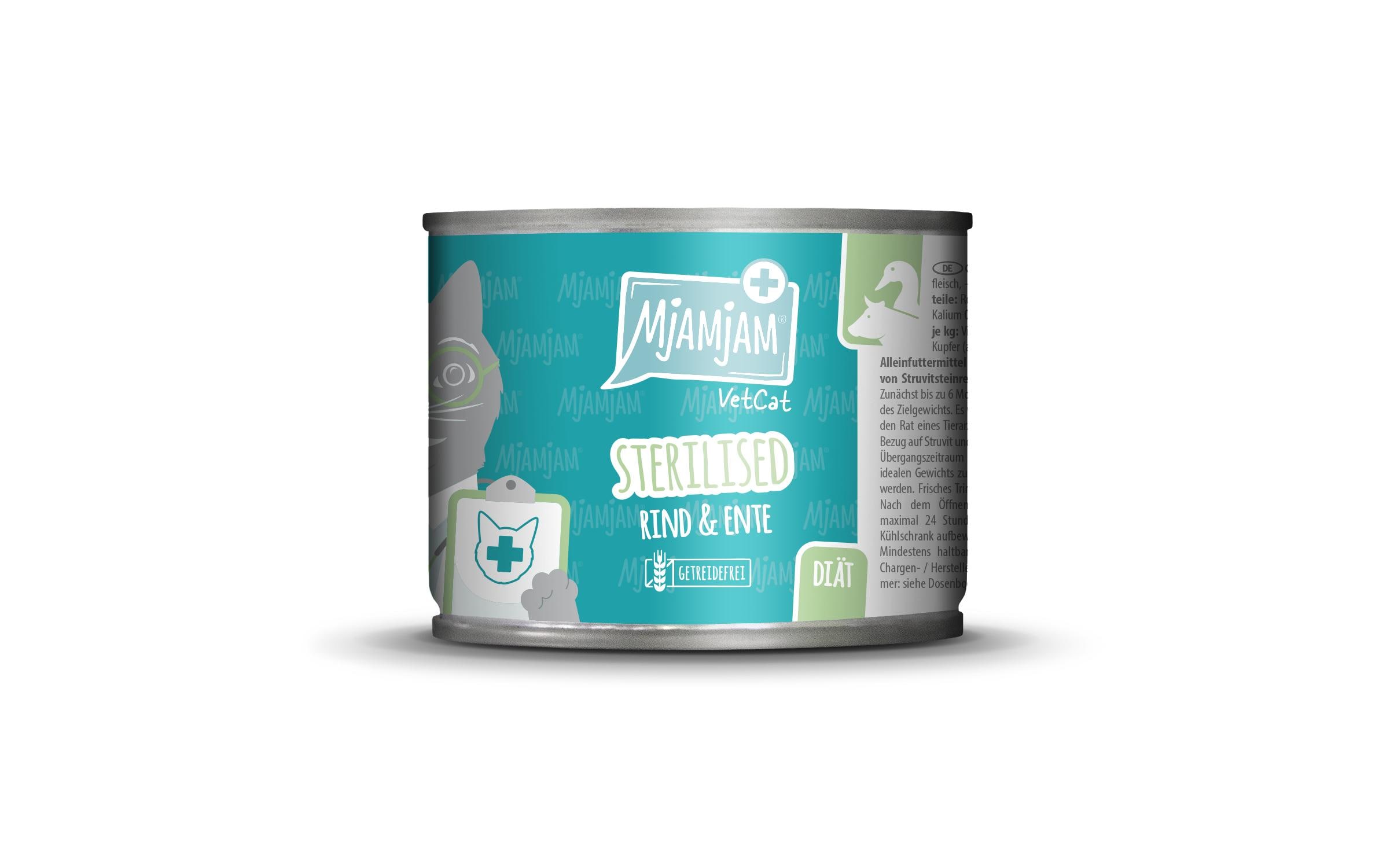 Mjamjam VetCat Diät 200g Sterilized, Rind & Ente