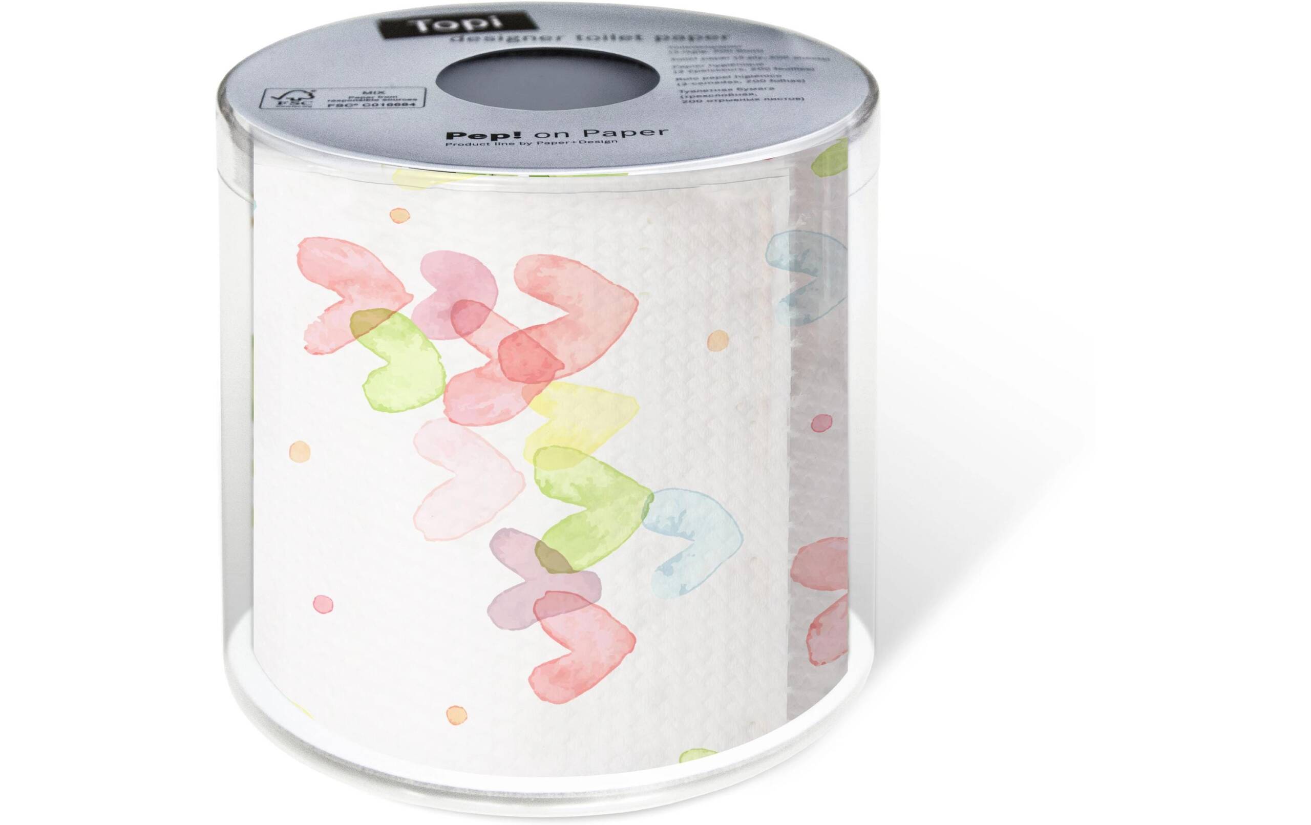 Paper + DesignToilettenpapier HeartsPastel 0.1x22m, 200 Blatt FSC