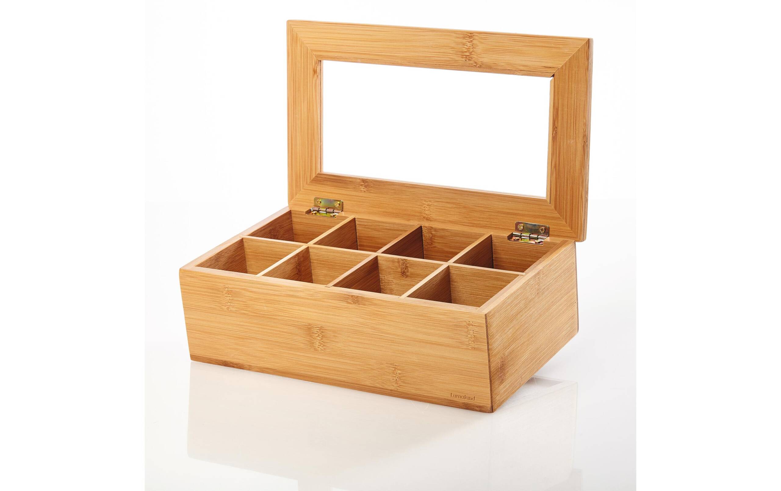 Lumaland Teebox 28x16x9cm Bambus, China, 8 Fächer