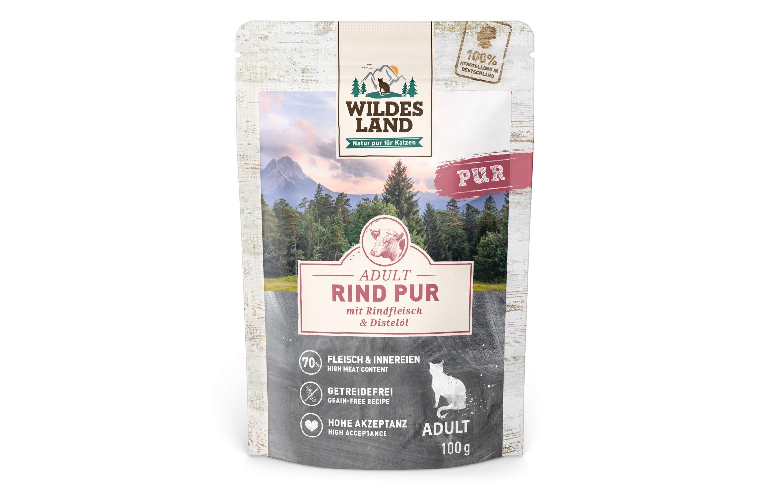 Wildesland Cat Adult Rind PUR m. Distelöl, 100g