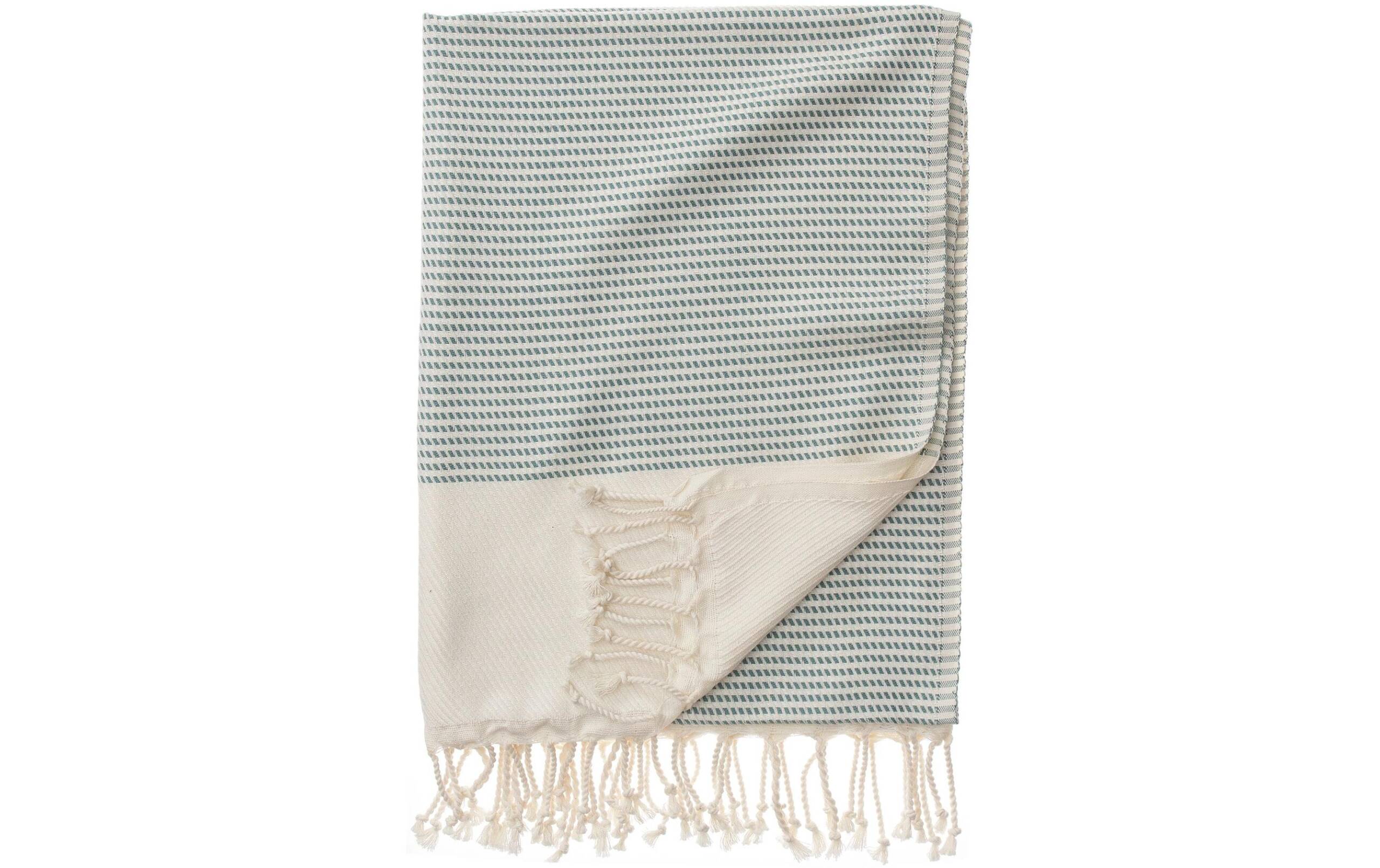 URBANARA Strandtuch Bolu 180x95cm Grün 50% Bambusfaser und 50% Baumwolle