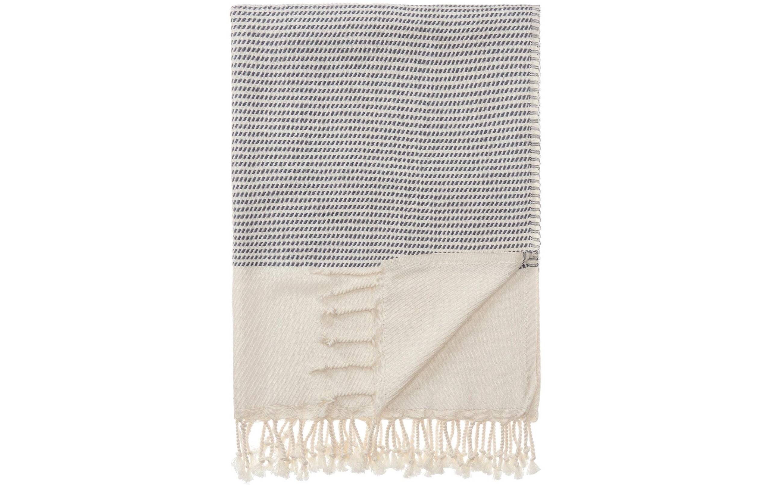 URBANARA Strandtuch Bolu 180x95cm Blau 50% Bambusfaser und 50% Baumwolle