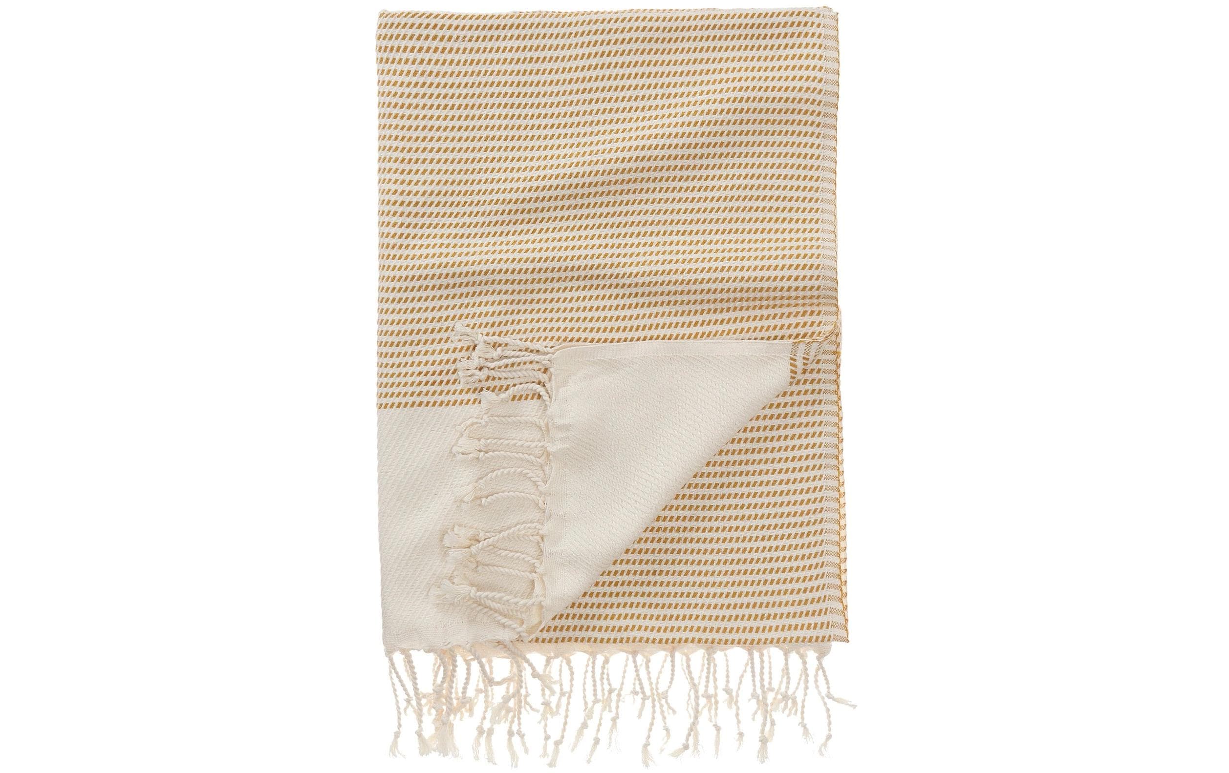 URBANARA Strandtuch Bolu 180x95cm Gelb 50% Bambusfaser und 50% Baumwolle