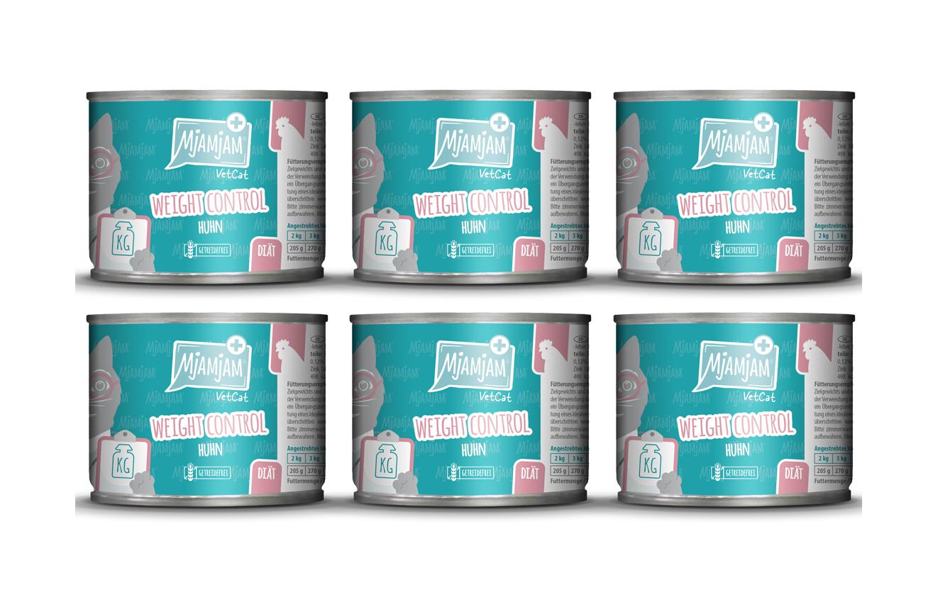 Mjamjam VetCat Diät 6x200g Kit Weight Control, Huhn